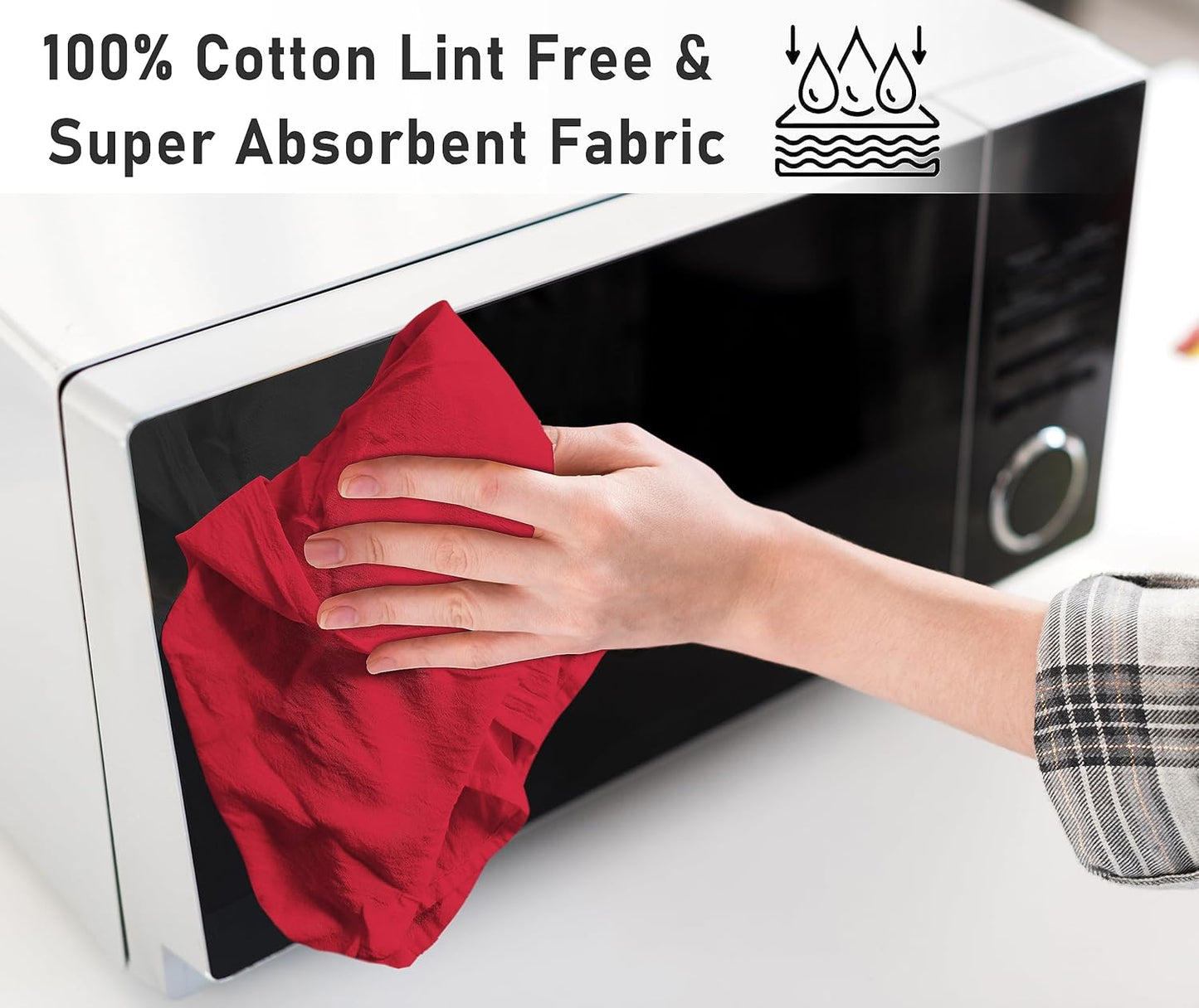 RUVANTI Flour Sack Towels 6 Pack 28x28 Inch, 100% Cotton Tea Towel, Reusable, Machine Washable, Absorbent BarTowels - Dish Cloth Perfect for Drying Dishes & Cleaning - Red