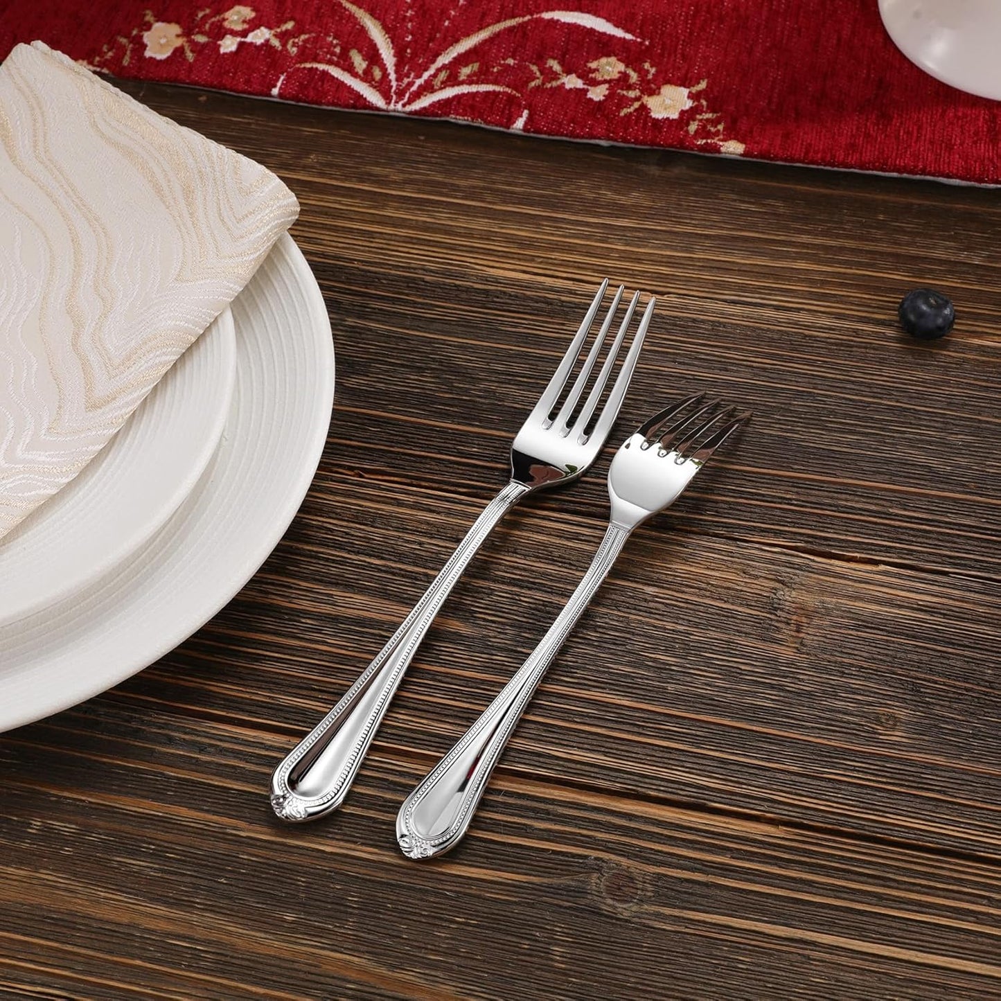 KEAWELL Pearl Edge Premium 20-Piece Refined Bead Silverware Set, 18/10 Stainless Steel, Service for 4, Fine Flatware Set, Dishwasher Safe (20, Silver)