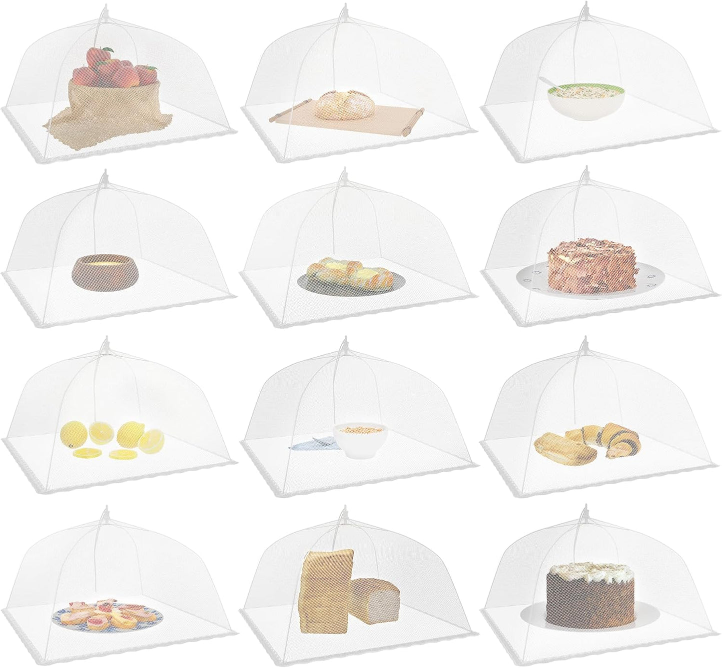 Simply Genius Mesh Food Covers - 12-Pack, 17in x 17in, White - Outdoor Kitchen & Picnic Accessories - Hosting Essentials for Glamping & Tailgating