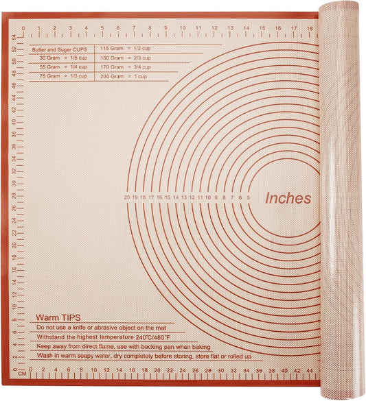 Silicone Pastry Mat 34x26 Inch - Nonstick Baking Mat Perfect for Dough, Pastry, Pie Crust, Fondant, Bread, Cookies, Pasta, Pizza