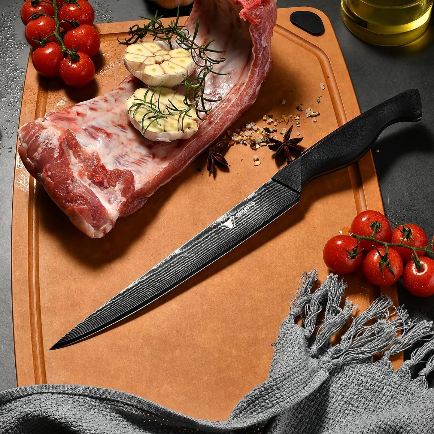 Slicing Knife 9", Long, Thin Blade, Allows for Cleaner Cuts to Preserve Juices and Flavor, Cutluxe Meat Carving Knife – Turkey Carving Knife,All Tang non-slip handle design,Premium Gift Box