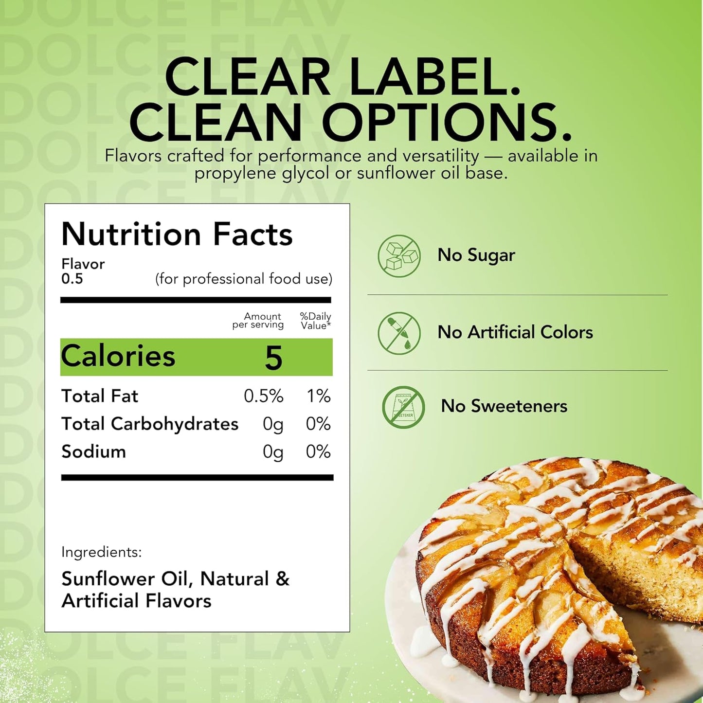 Dolce Flav Apple Extract – 2 Ounce Oil-Soluble Kosher, Sugar-Free, Concentrated Crisp Apple Flavoring for Baking, Chocolates & Desserts, Includes Measured Dropper