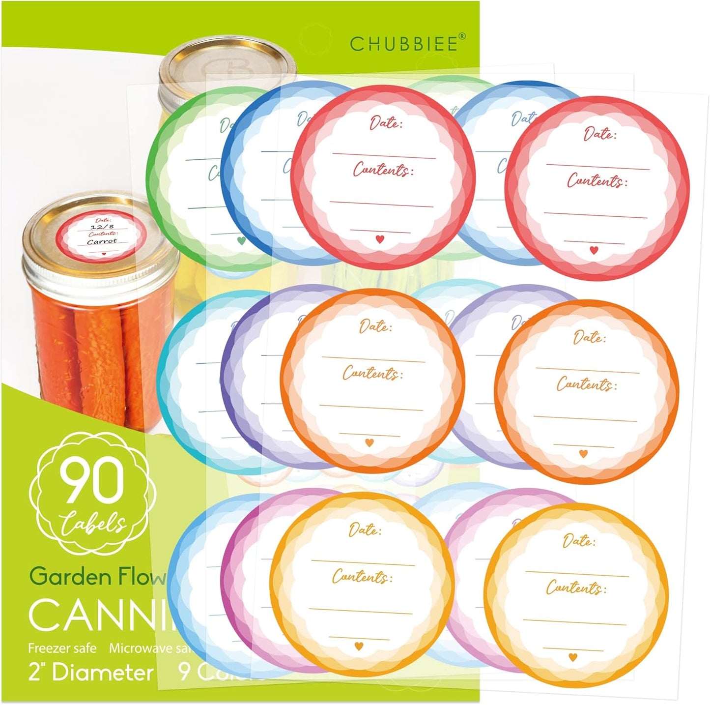 Removable Mason Jar Lid Labels, Canning Labels, Waterproof Write-On Pantry Sticker for Food Container, Glass Bottle, Canned Jam, Preserve, Home & Kitchen Organization, Set of 90 (Garden Flowers)