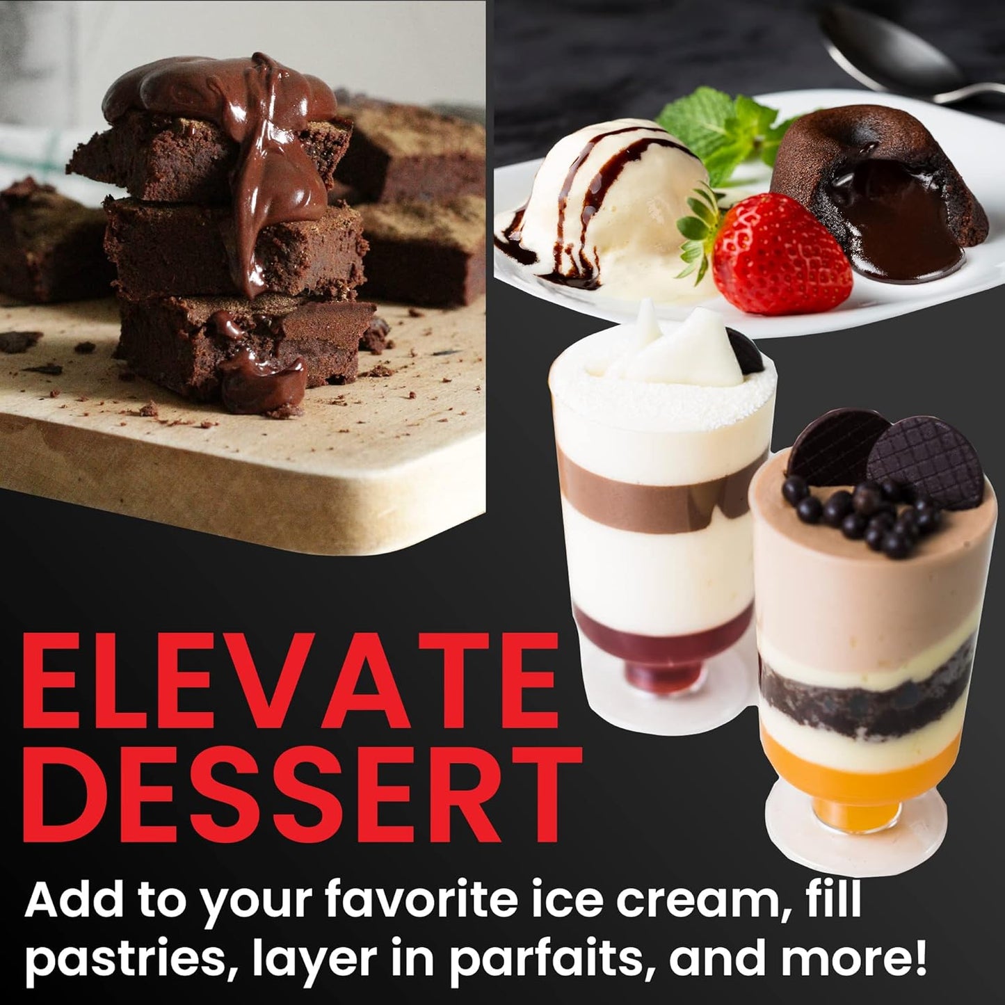 Cornaby's Ready to Use Chocolate Ganache (2 pack) | Rich & Creamy Chocolate Topping, Drizzle or Dip for Strawberries, Pretzels, Macarons, Cookies, Cupcakes & Layer Cakes | 2 Plastic Tubs - 1 LB Each