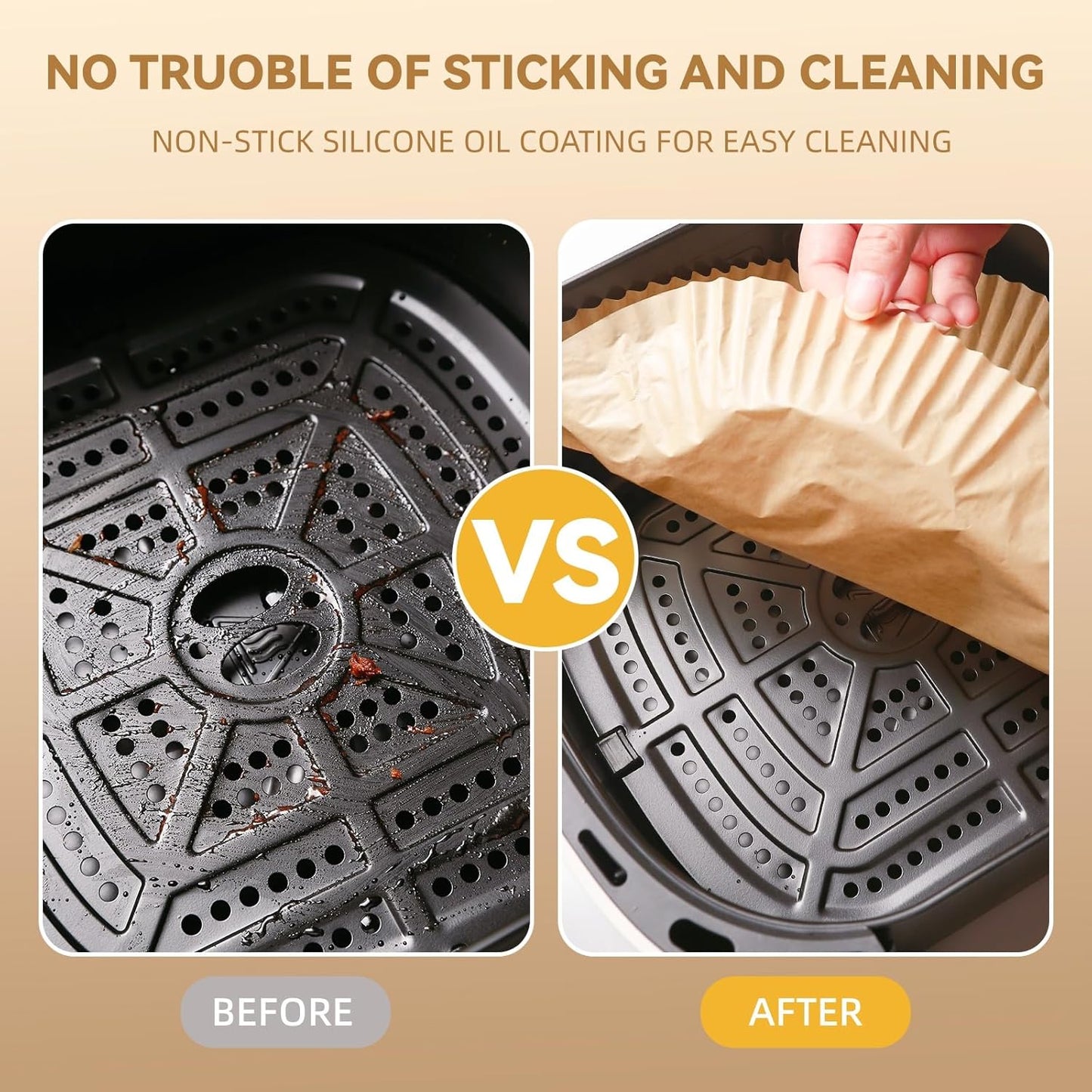 125Pcs 9 inch Round Disposable Air Fryer Parchment Liners-Non-Stick Parchment Sheets for Air Fryer Basket Microwave – Oil-proof, Water-proof, Effortless Cleanup for Baking