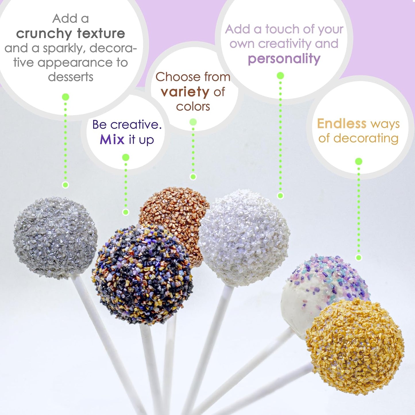 Bakerpan Pearlized Sugar Sprinkles for Baking - 5 Ounce - Sparkling White Decorating Sugar Crystals for Cookies, Cake Pops, Ice Cream (Made in USA)