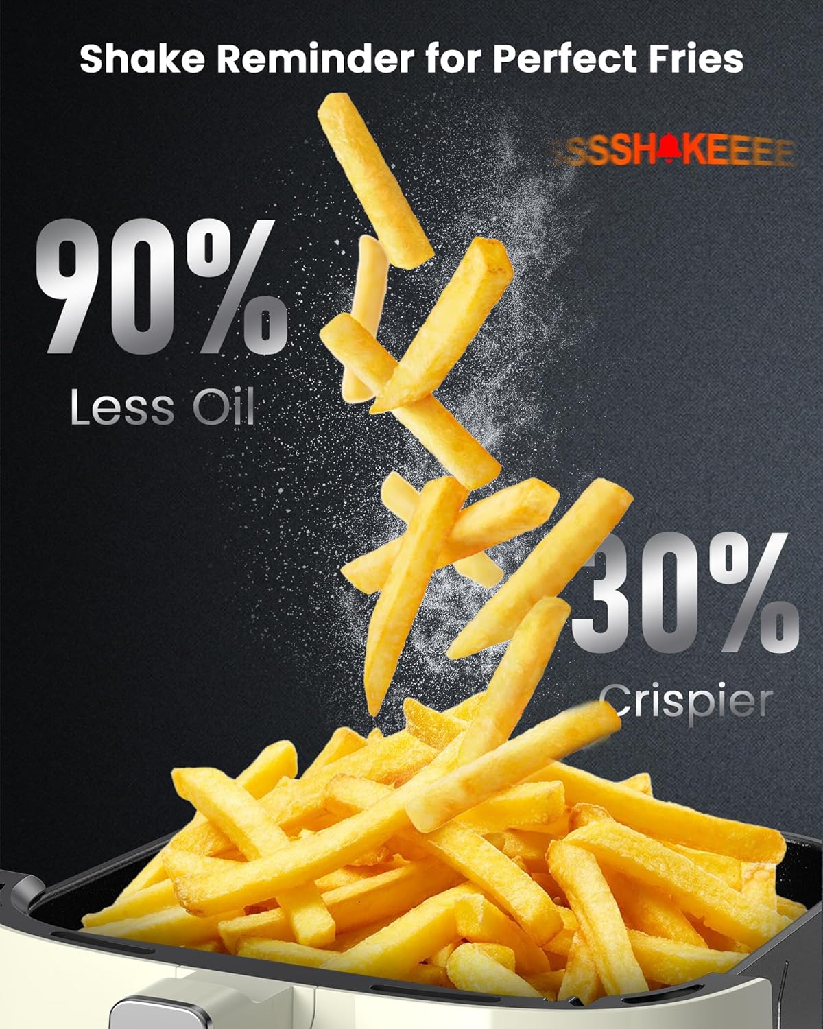 Nuwave Brio Plus Air Fryer 8 Qt, New & Improved, PFAS-FREE, 7 Digital One-Touch Cook Functions that AIR FRY, BAKE, ROAST, DEHYDRATE, TOAST, REHEAT, PREHEAT, 150 Presets, 50°F~400°F (Cream)