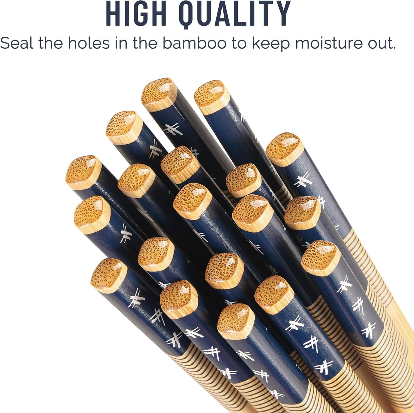 100 Pairs Bamboo Chopsticks Reusable | Dishwasher Safe | Durable | Separated | Bulk | Non slip | - （9.45in）