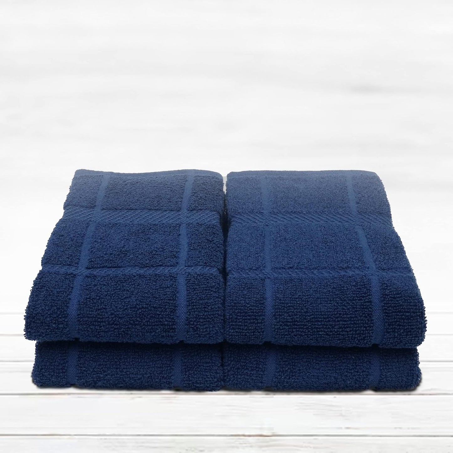 100% Cotton Terry Dish Towels for Kitchen, 4 Pack Plain, 16 x26 Inches, Super Soft and Absorbent, Perfect for Cleaning and Dish Washing | Navy Blue Kitchen Towels
