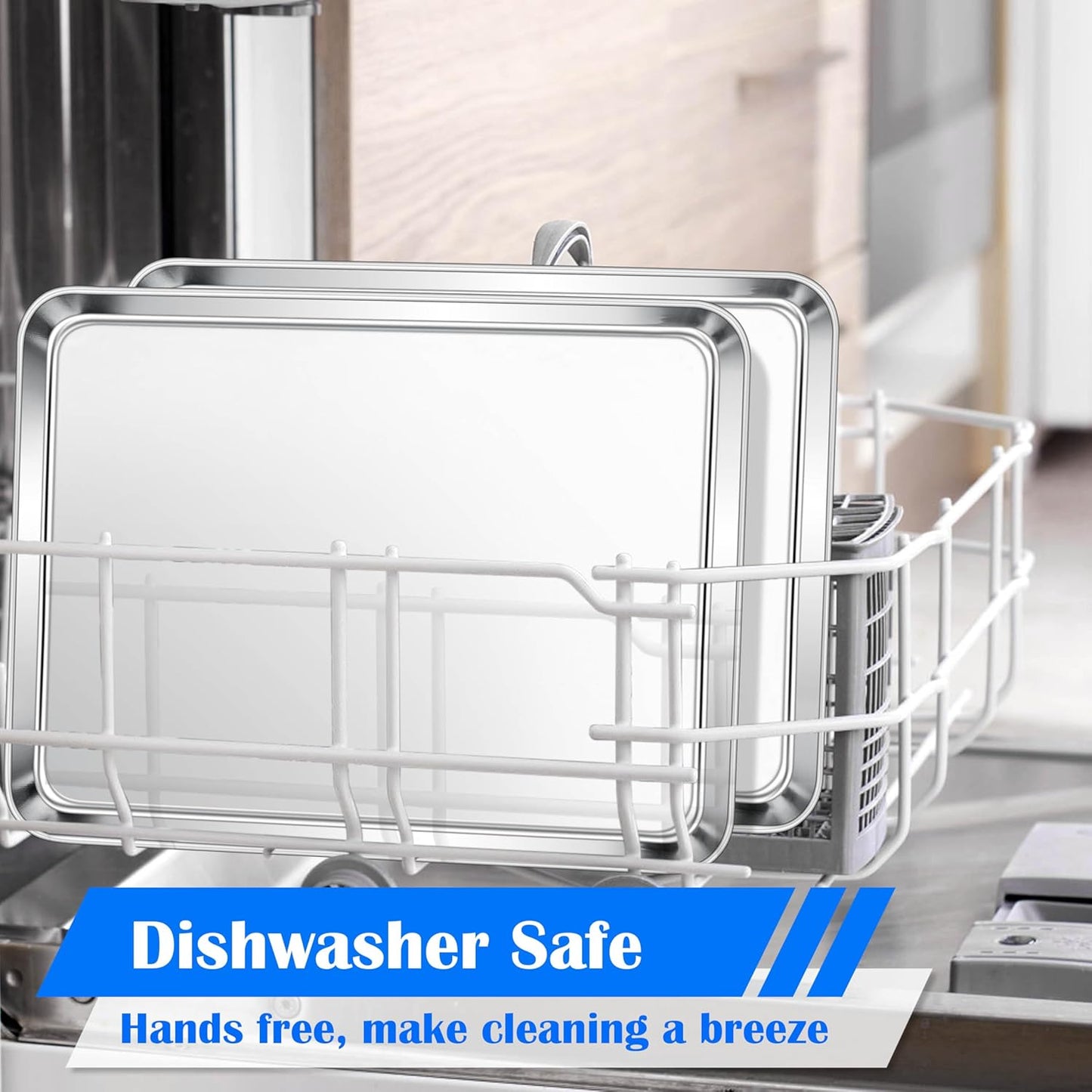 E-far Large Baking Sheets Set of 3, 20”x14” Stainless Steel Cookie Sheet Pans for Oven, Non Toxic Big Metal Baking Tray for Cake Cookies, Healthy & Rust Free, Mirror Finish & Dishwasher Safe