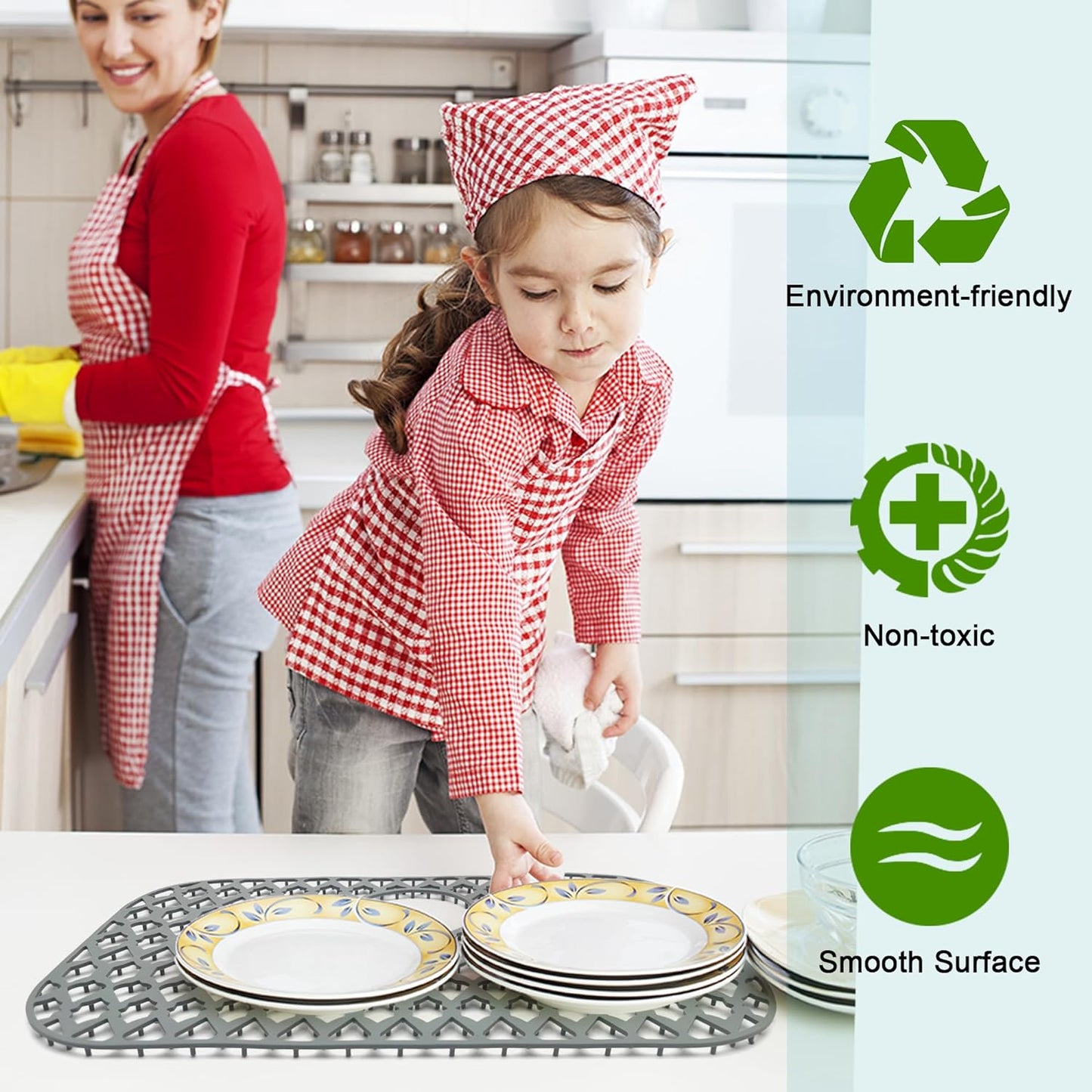 Sink Protectors for Kitchen Sink 19x14 & 21x16 & 22x13 & 26x14 & 28x14.4 & 30x16, Large Silicone Sink Mats Grid for Bottom of Farmhouse Stainless Steel Sink (22”x13”, Rear Drain)