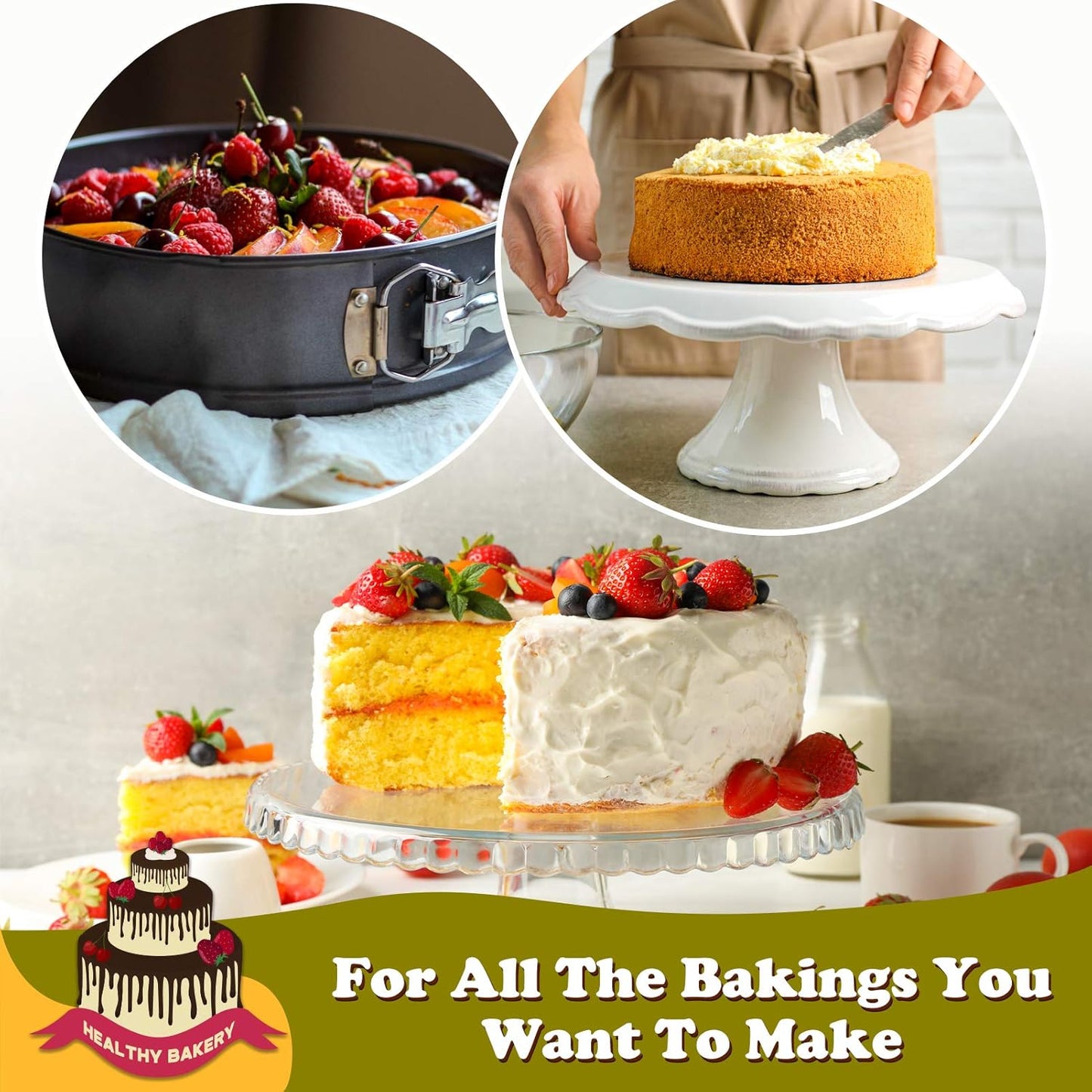 Hiware 10 Inch Non-stick Springform Pan with Removable Bottom/Leakproof Cheesecake Pan