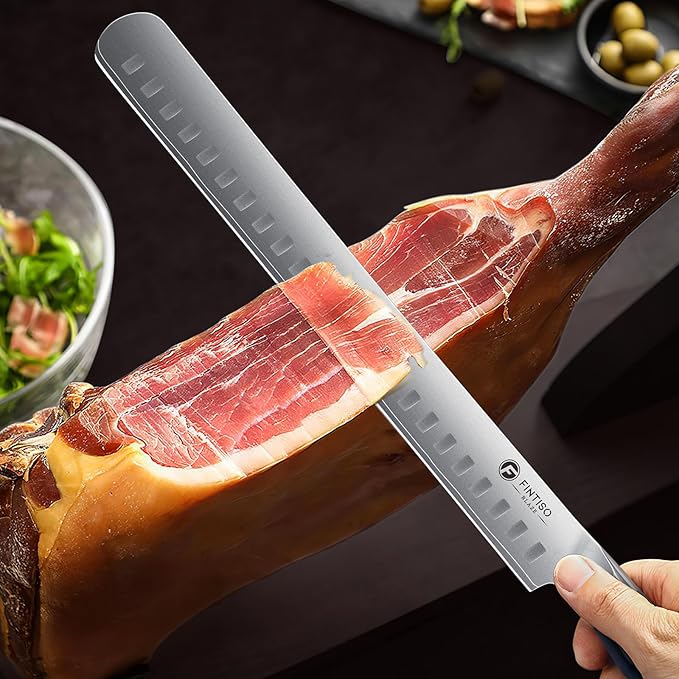 Brisket Slicing Knife, 11.6 Inch Carving Knife, Japanese High Carbon Steel Slicing Knives with G10 Handle, Full Tang Ultra Sharp Meat Cleaver for BBQ, Turkey, Roast, Brisket