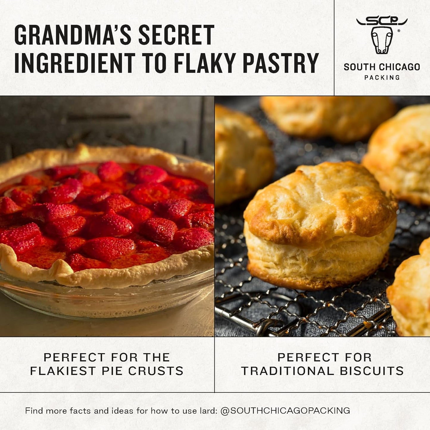 South Chicago Packing Traditonal LARD Shortening, 42 Ounces, Specialty Baking Shortening and Cooking Fat