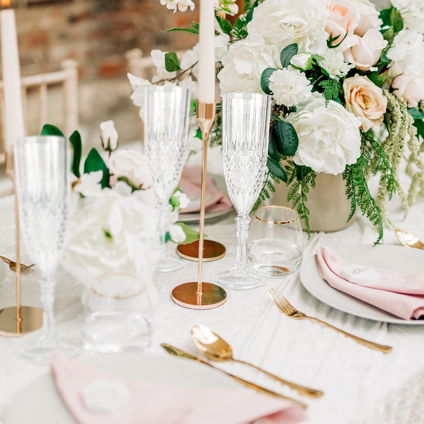 Plastic Champagne Flutes, 24PCS White Transparent Plastic Wine Glasses Goblets Shatterproof Reusable Champagne Flute for Weddings, Bachelor Parties, Toasting, and Events(24,Transparent)