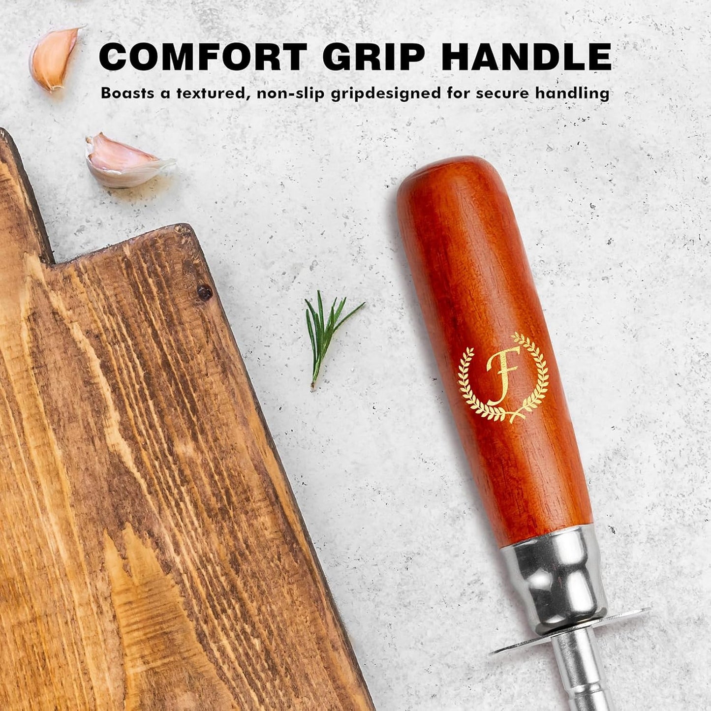 Knife Sharpener Rod, Kitchen Knives Sharpener Carbon Steel Professional Knife Sharpening Steel, Honing Rod with Hanging Holes (13 inches), F