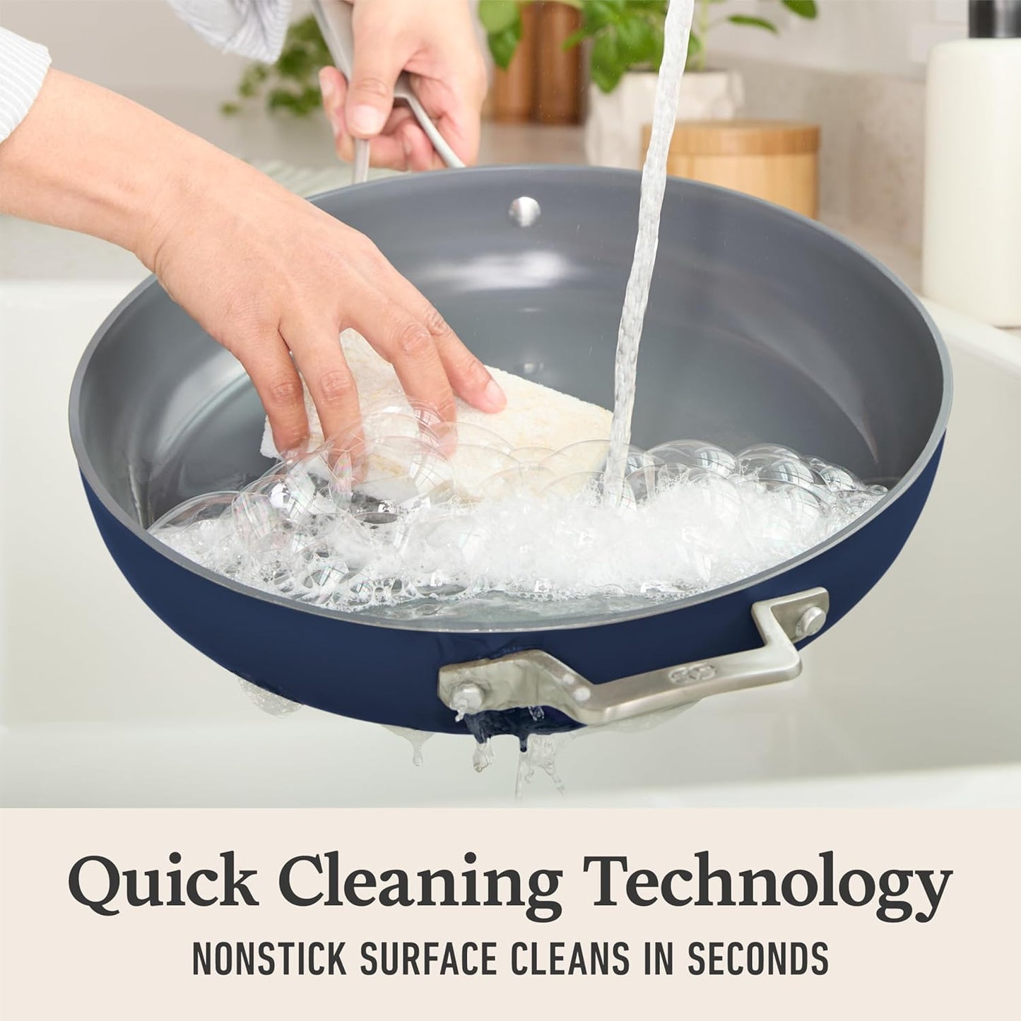 Calphalon® Premier Ceramic Nonstick 12" Frying Pan with Lid, Midnight Blue