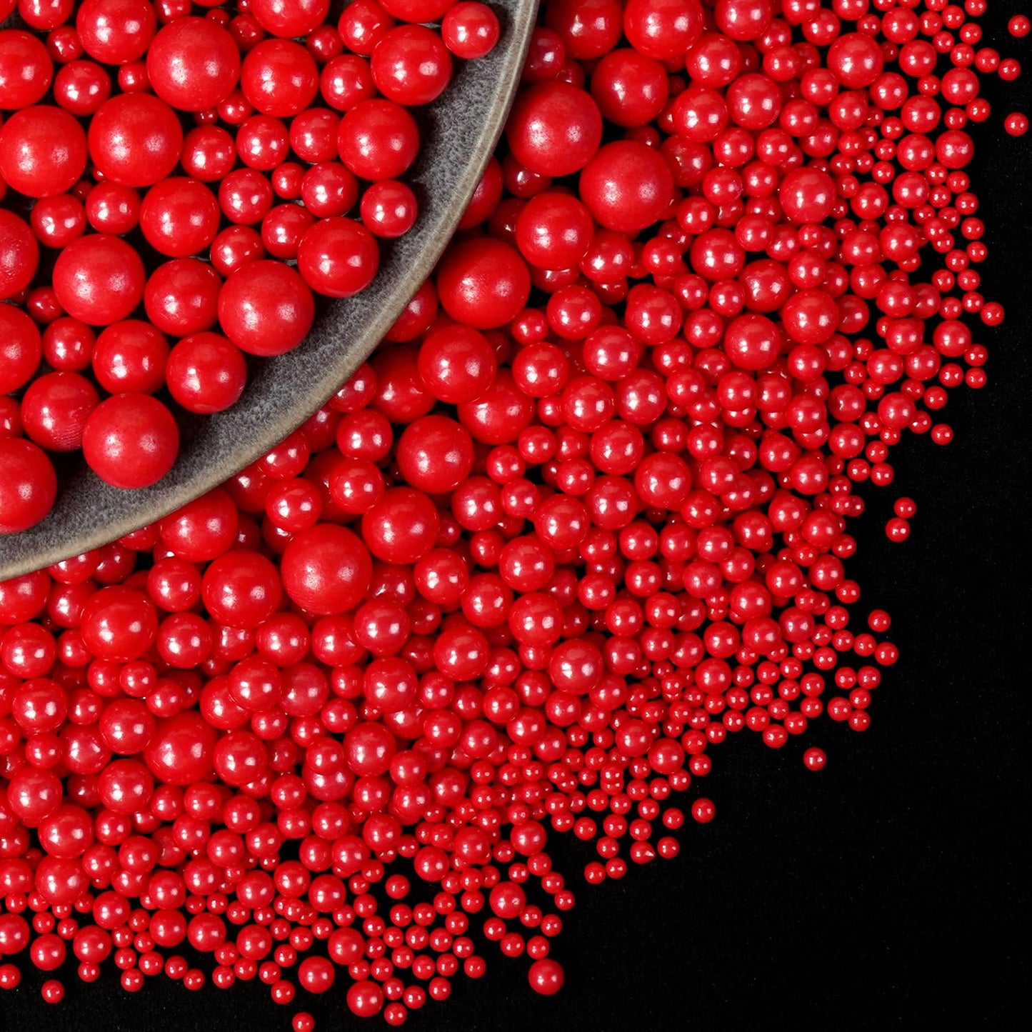 Dazzjoy Edible Christmas Red Pearl Sugar Sprinkles, Mix Size, 4.58oz, Red Sprinkles for Cupcake Decorating, Baking Cake Decorations, Wedding Party Valentines Easter Supplies