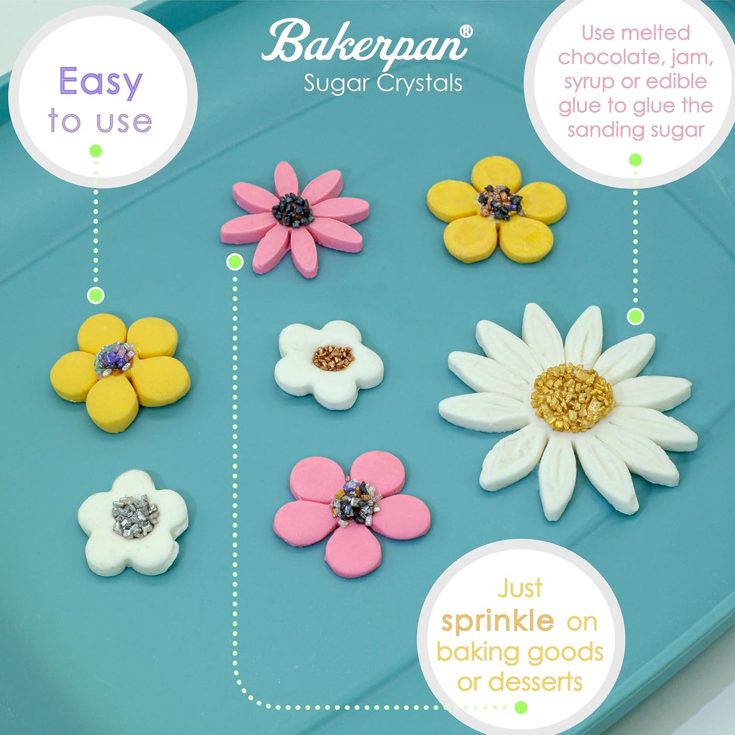 Bakerpan Pearlized Sugar Sprinkles for Baking - 5 Ounce - Sparkling Silver Decorating Sugar Crystals for Cookies, Cake Pops, Ice Cream (Made in USA)