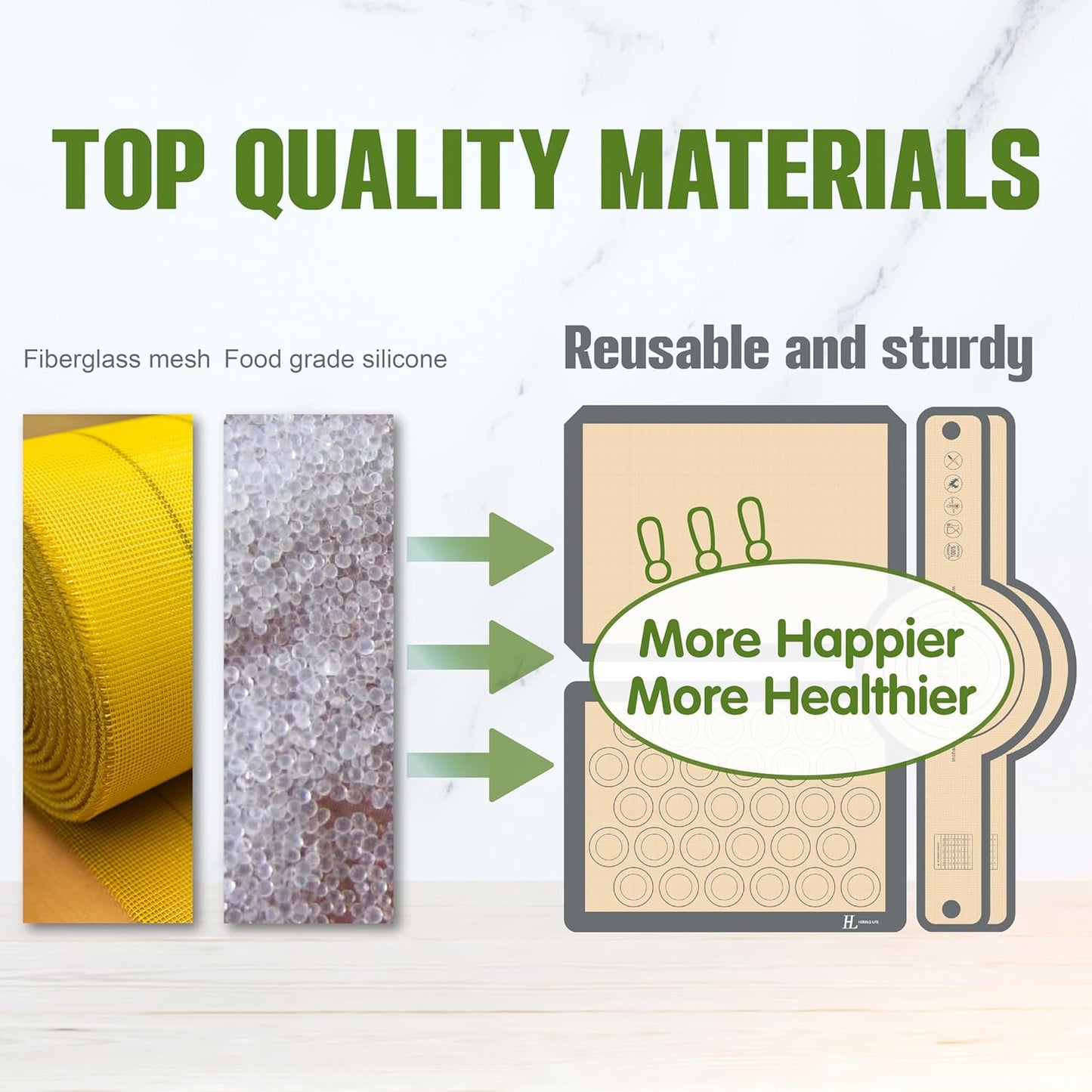 Silicone Baking Mat Cookie Sheet for Oven, Non-Stick Reusable Food Safe silicone mats for baking, Baking Sheet Liner, Oven Baking Sheet for Making Bread, Cookies,Macaron,Pizza(1+1 +2)