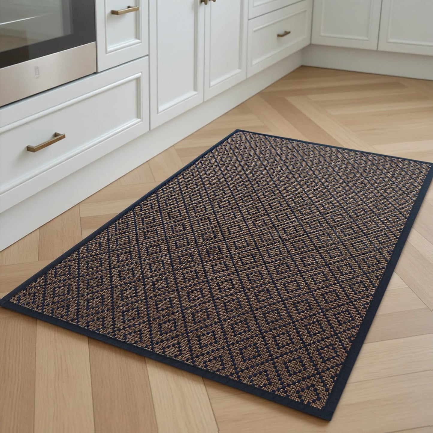 PADOOR Kitchen Floor Mat, Rubber Backed Kitchen Rugs Non Slip Washable, Super Absorbent Kitchen Mats for Floor Front of Sink, 17"x24" Blue