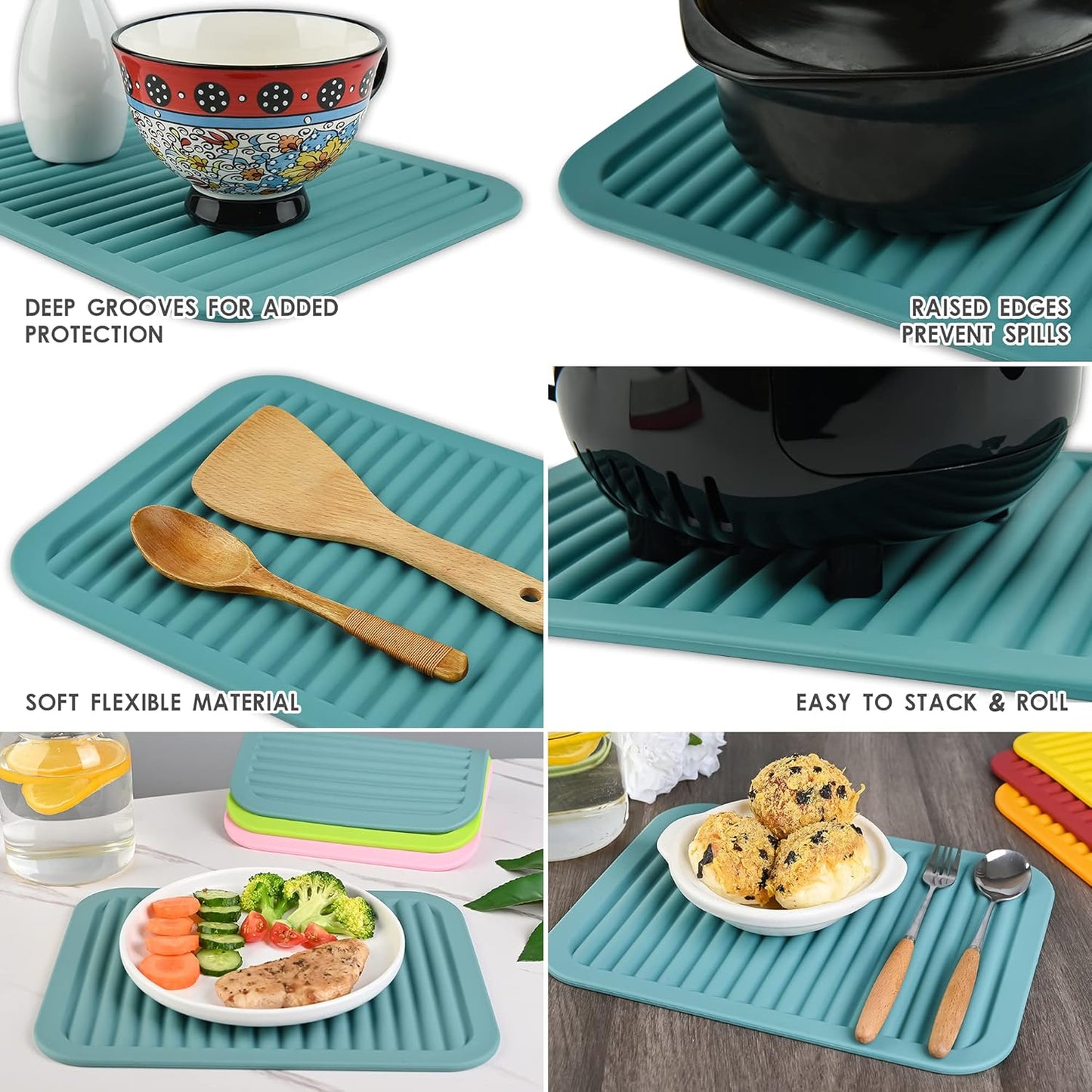 Smithcraft Silicone Trivets Mats for Hot Dishes and Hot Pots, Hot Pads for Countertops, Tables, Pot Holders, Spoon Rest Small Drying Mats Set of 2 Color Brown