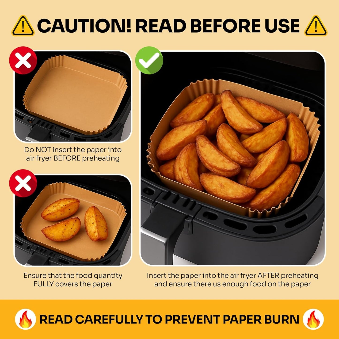 Mindful Design Air Fryer Paper Liners,125Pcs Parchment Paper, Air Fryer Disposable Liner for Microwave, Non-Stick Liners Rectangle Free of Bleach (8.5x5.5IN)