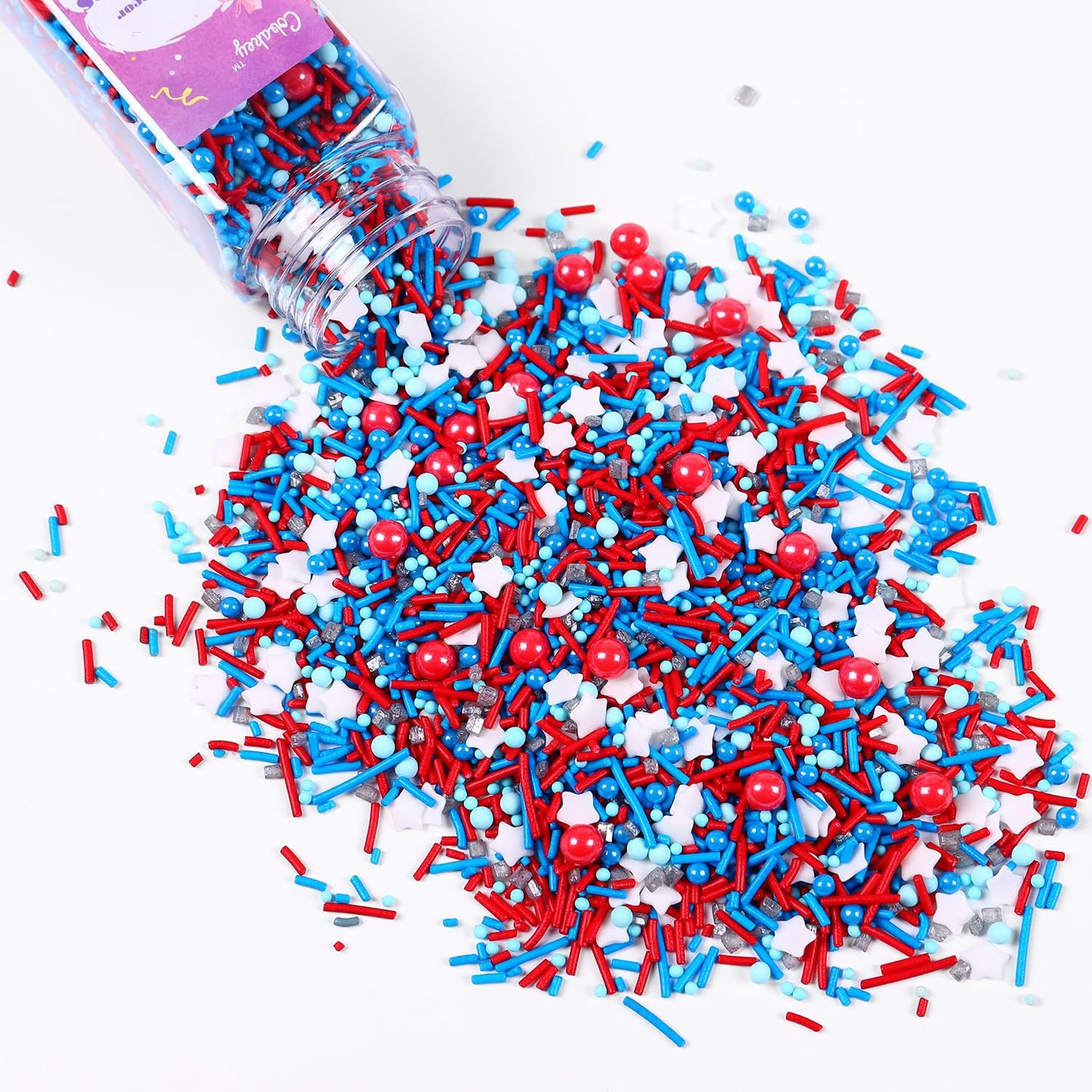 Cobakey Patriotic Sprinkles for Baking, Red White and Blue Sprinkles for Cupcakes, 4th of July Sprinkles Perfect for Independence Day Dessert Party 4.23 Ounce