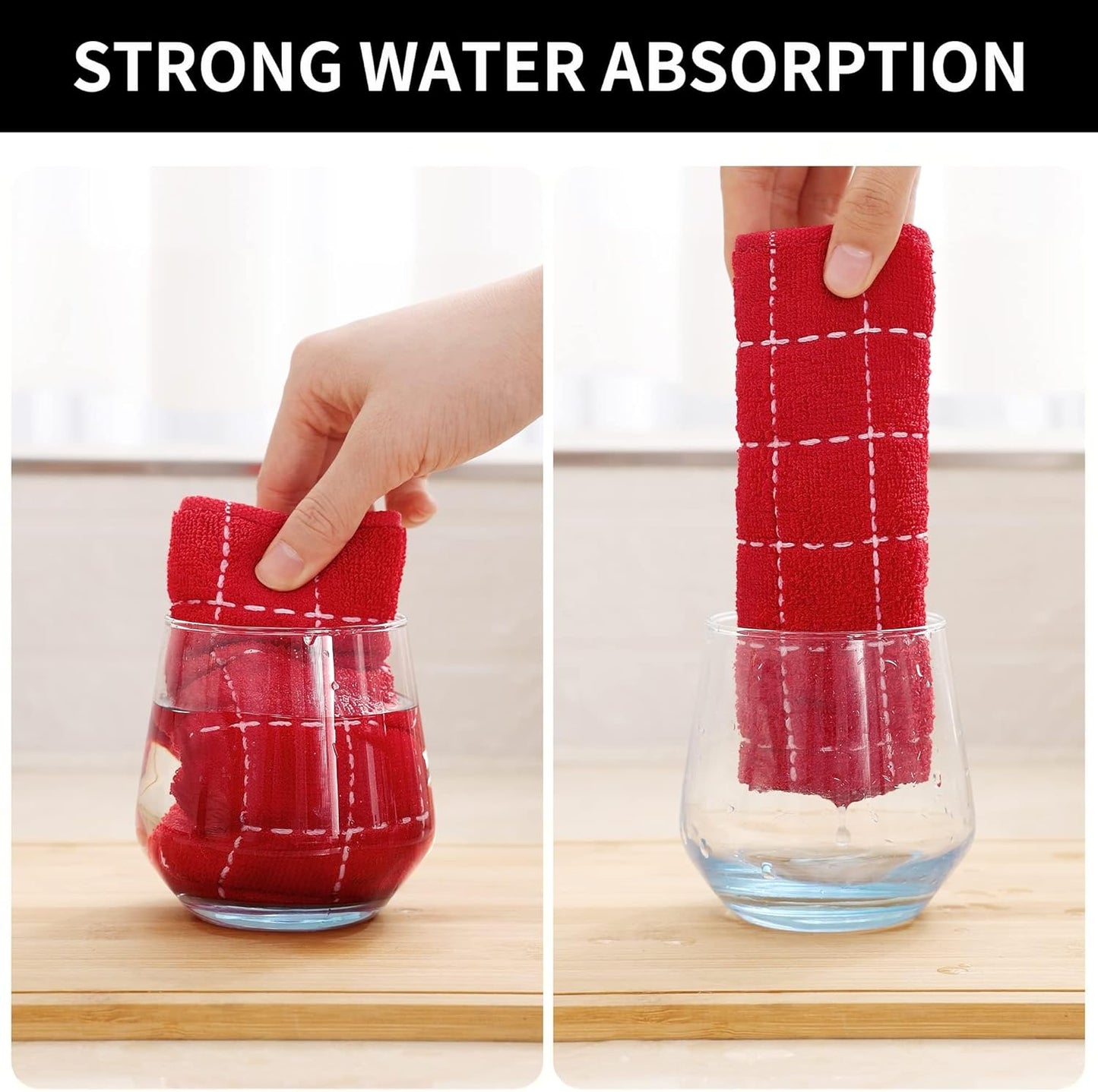 Homaxy 100% Cotton Terry Kitchen Dish Cloths, Ultra Soft and Absorbent Dish Towels for Kitchen, Suitable for Drying and Washing Dishes, 12 Pack, 12 x 12 Inches, Red