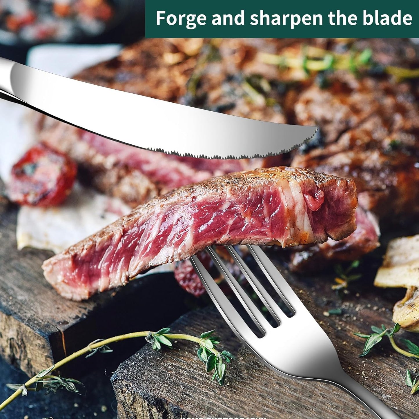 Silverware Set with Steak Knives,20-Piece Heavy Duty Flatware Cutlery Set for 4,Food-Grade Stainless Steel Tableware Eating utensils Sets,Mirror Finished Knives Forks and Spoons Set for Home