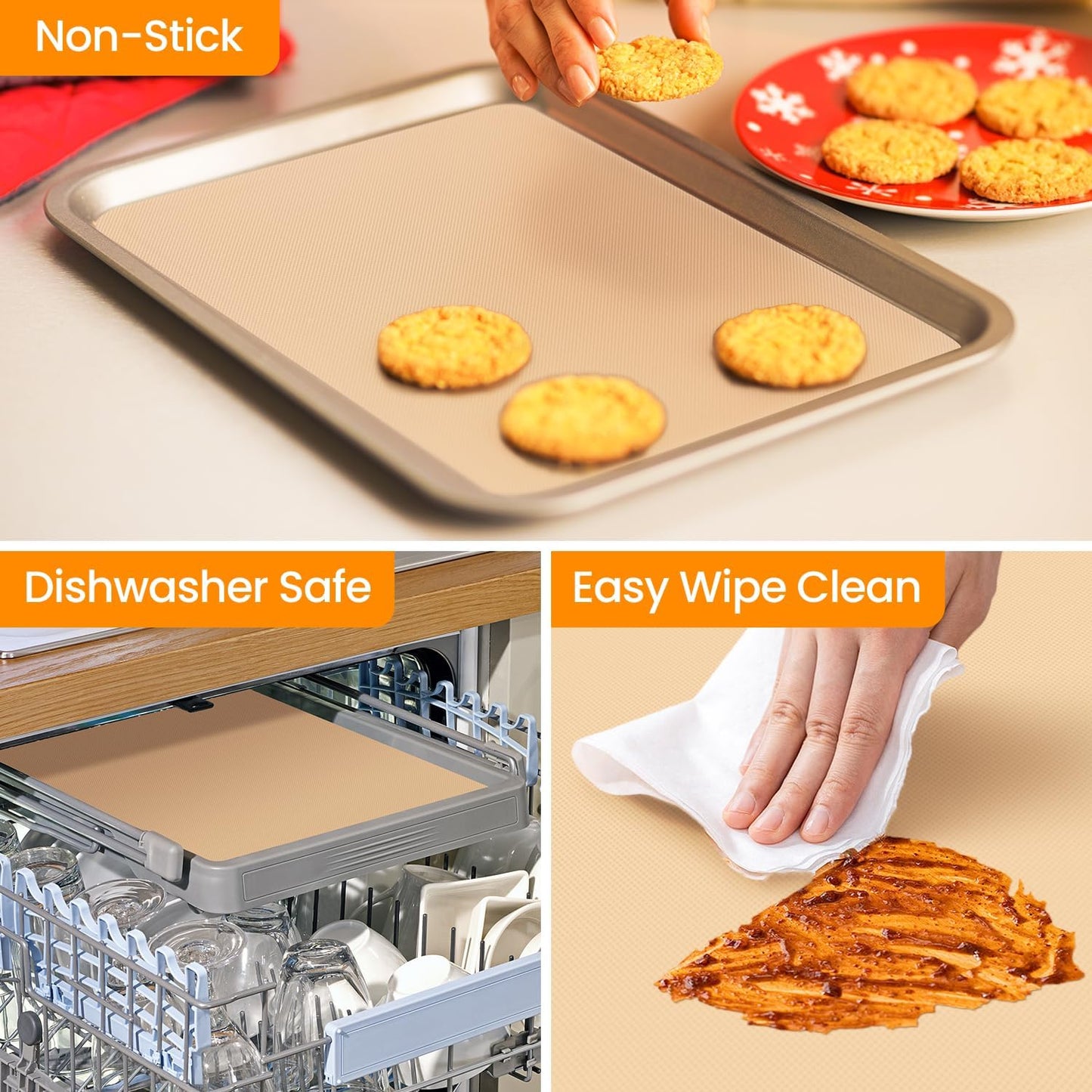 Silicone Baking Mat Roll, Sub Roll Mats,Non-slip Silicone Pastry Mat, Silicone Mat for Kitchen Counter, Non-Stick Reusable Air Fryer Linner, Oven Mat Oven Liner, Freeze Dryer Mat