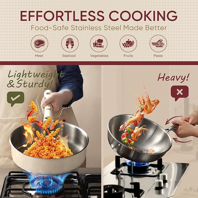 CAROTE 16Pcs Stainless Steel Cookware Set With Detachable/Removeble Handle Set, Space Saving Pots and Pans Set, RV Camping Set, Outer Ceramic Layer Nonstick, Dishwasher/Oven Safe, Kitchen Cooking Set