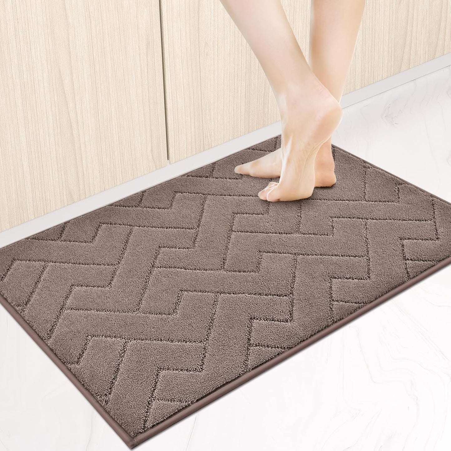 Machine Washable Kitchen Rugs 24" x 36", Non-Slip Kitchen Runner Rugs Mats for Floor, Absorbent Comfort Standing Mats for Kitchen, Sink, Laundry and Hallway, Grayish Brown