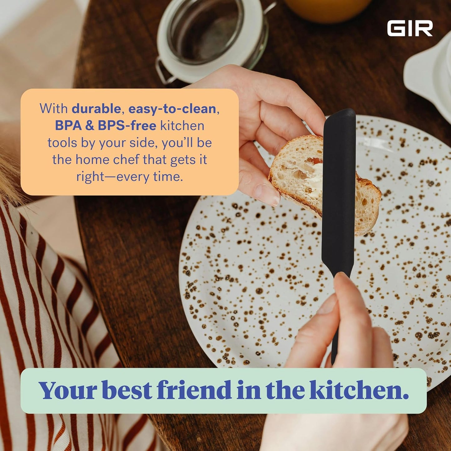 GIR: Get It Right Silicone Spreader Spatula - Silicone Butter Spreader - Food Grade Scraper - BPA & BPS Free - Baking Supplies - Home & Kitchen Gadgets - 10" x 1.10" - Black