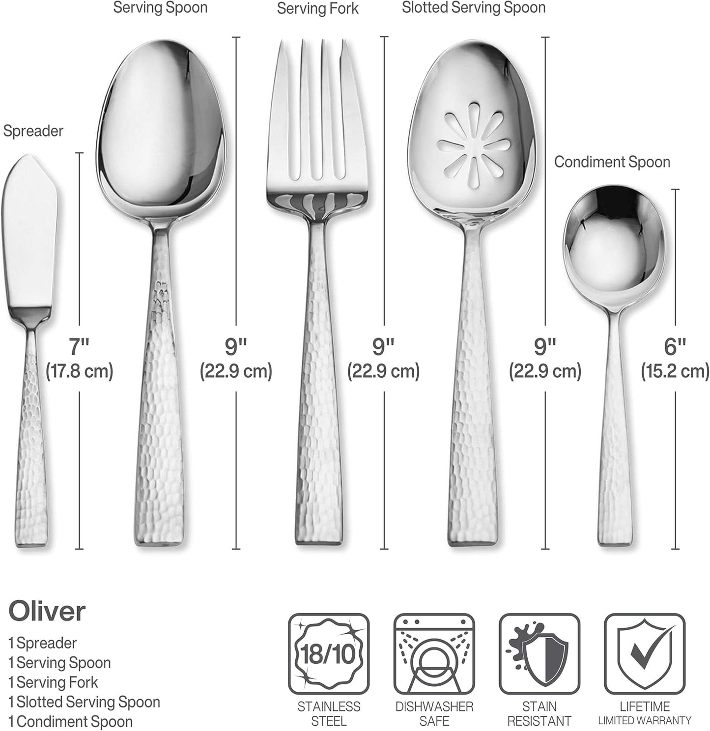 Mikasa Oliver Satin Flatware Set for 12, 65 Piece 18/10 Stainless Steel Silverware with Stylish Satin Finish and Serving Utensils, Durable Dinnerware Service