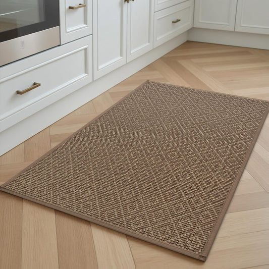 PADOOR Kitchen Floor Mat, Rubber Backed Kitchen Rugs Non Slip Washable, Super Absorbent Kitchen Mats for Floor Front of Sink, 20"x32" Brown