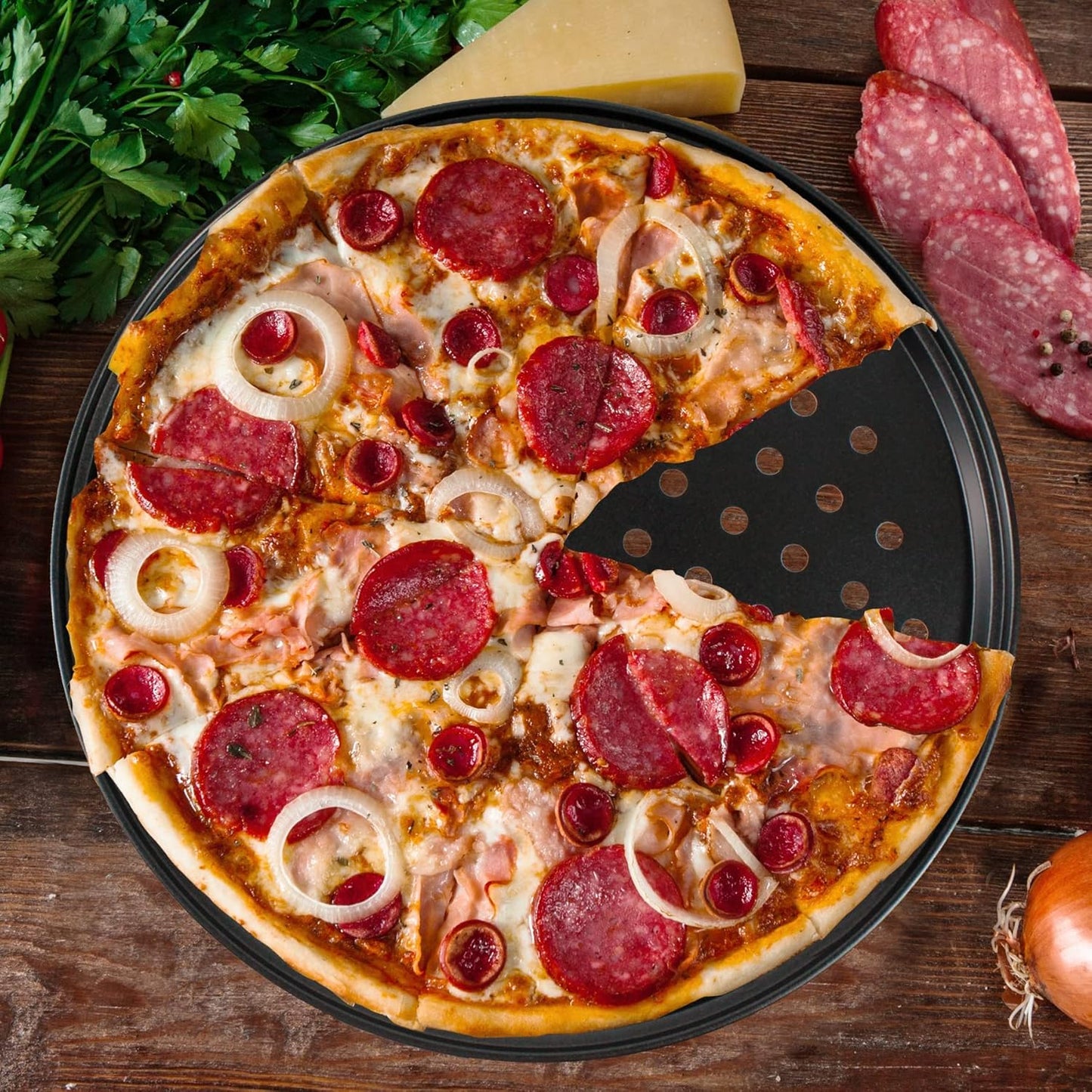 Baking Steel Pizza Pan with Holes, Round Pizza Pan for Oven, 9 Inch, 11 Inch, 12 Inch Bakeware Pizza Tray, Nonstick Baking Supplies Home Kitchen Steel Crisper Pizza Pan Set (3 Pcs)