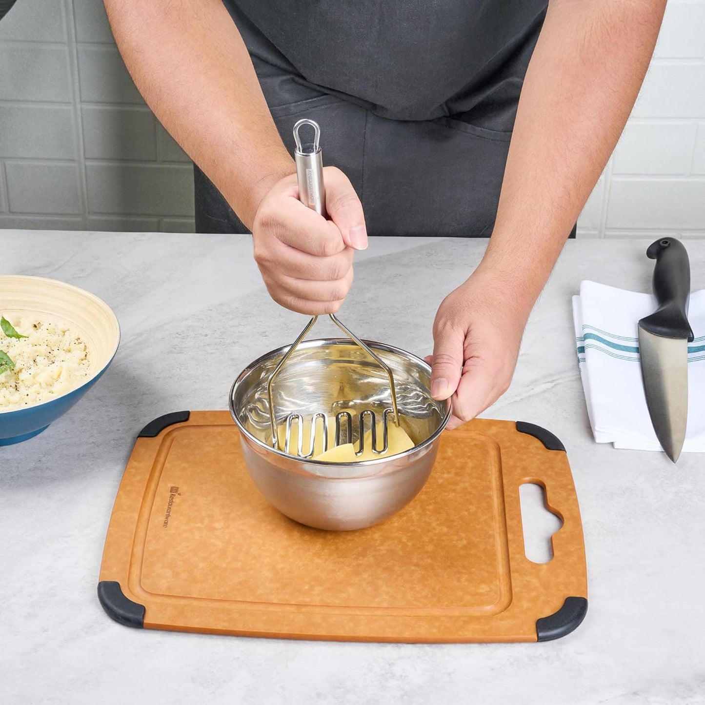 Restaurantware-German Standard Wire Mashers With Ergonomic Handle, 6 Heavy-Duty Potato Mashers - Dishwashable, Durable, Stainless Steel Food Masher, For Avocado, Beans, Sweet Potatoes, And, More