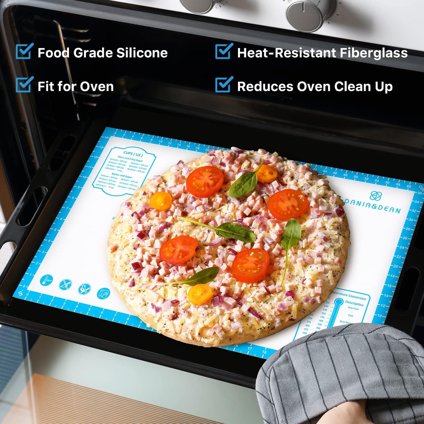 Silicone Baking Pastry Mat,36" x 24" Large Non Stick Sheet Mat with Measurement, Non-slip Food Grade Dough Rolling Mat for Making Cookies,Macarons,Bread