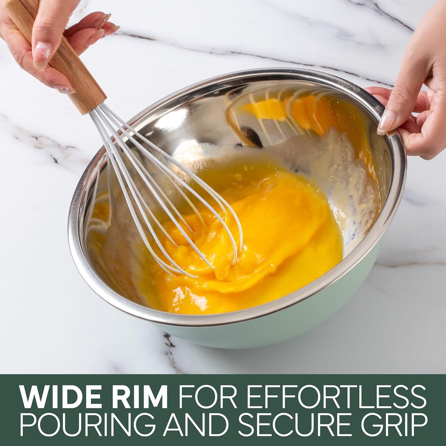 COOK WITH COLOR Stainless Steel Mixing Bowls Set - Nesting Bowls, 6 Pieces, Green