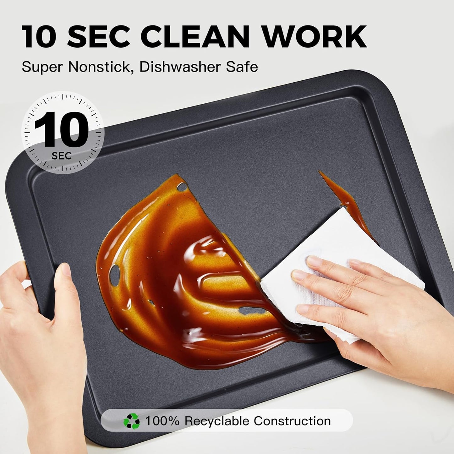 HONGBAKE XL Large Baking Sheet Set-19x13.25 in, Large Cookie Sheet Pan, Nonstick Oven Tray with Wider Grips, 3 Pack Bakeware, Dishwasher Safe - Dark Grey