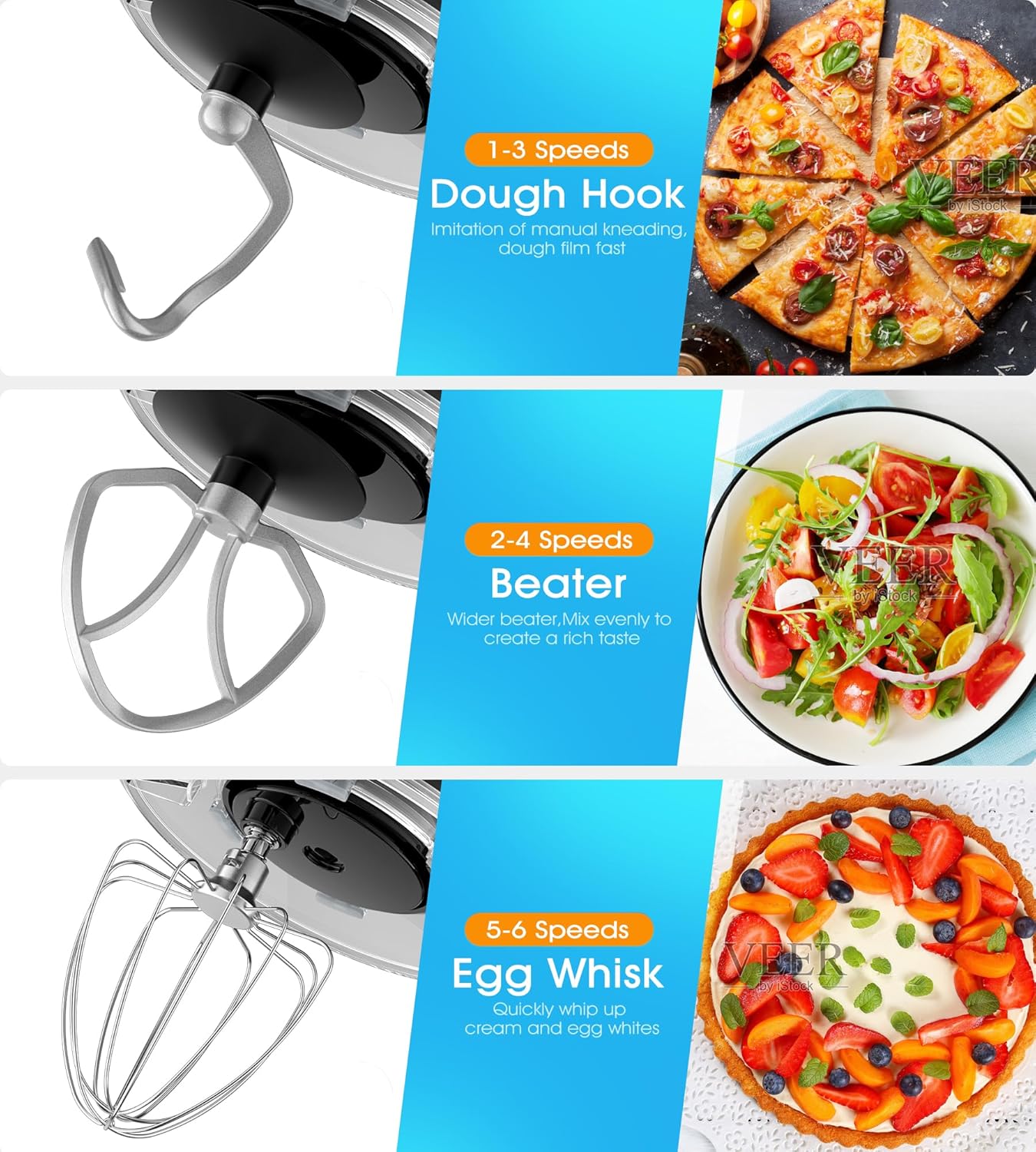 Facelle Stand Mixer, 660W 6 Speed Electric Kitchen Mixer with Pulse Button, Attachments include 6.5QT Bowl, Dishwasher Safe Beater,Dough Hook,Whisk & Splash Guard for Dough,Baking,Cakes,Cookie(Black)