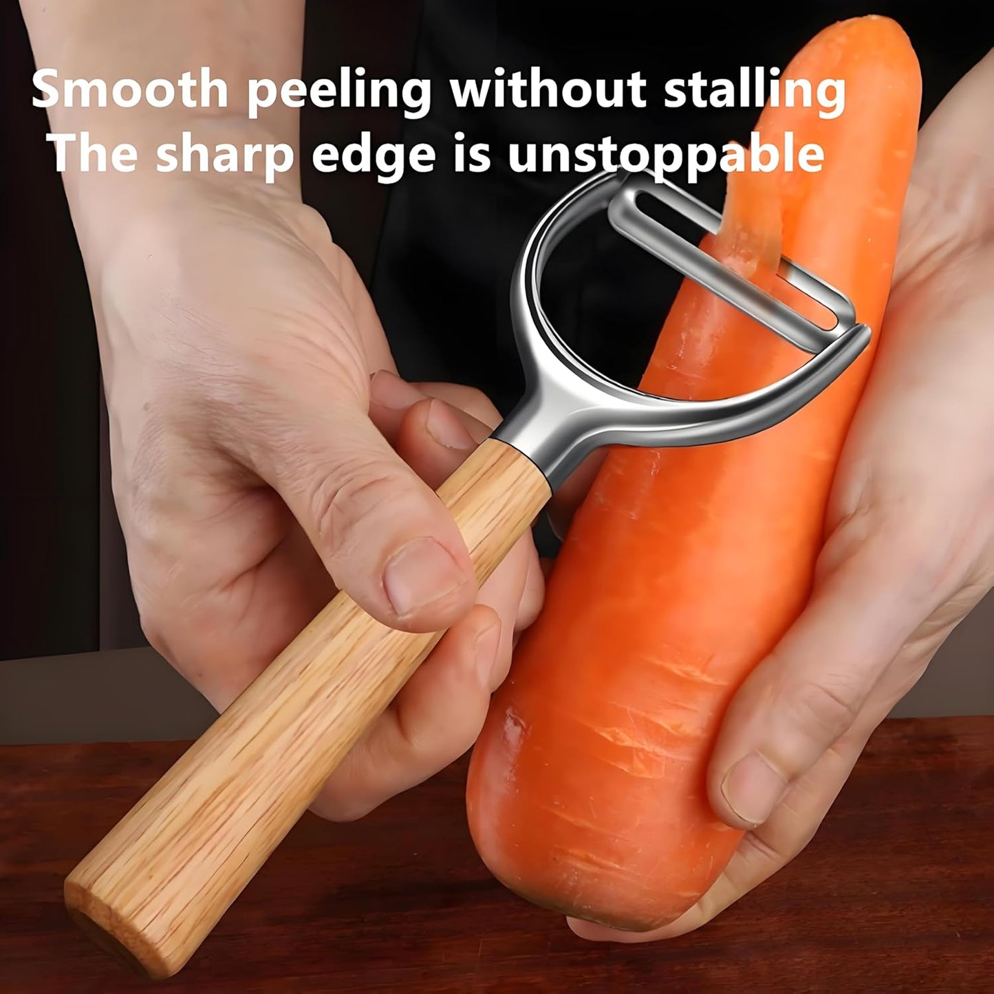 Vegetable peeler, stainless steel Y peeler, suitable for potato and fruit, vegetable peeler, ergonomic non-slip handle, super sharp powerful blade, solid wood handle
