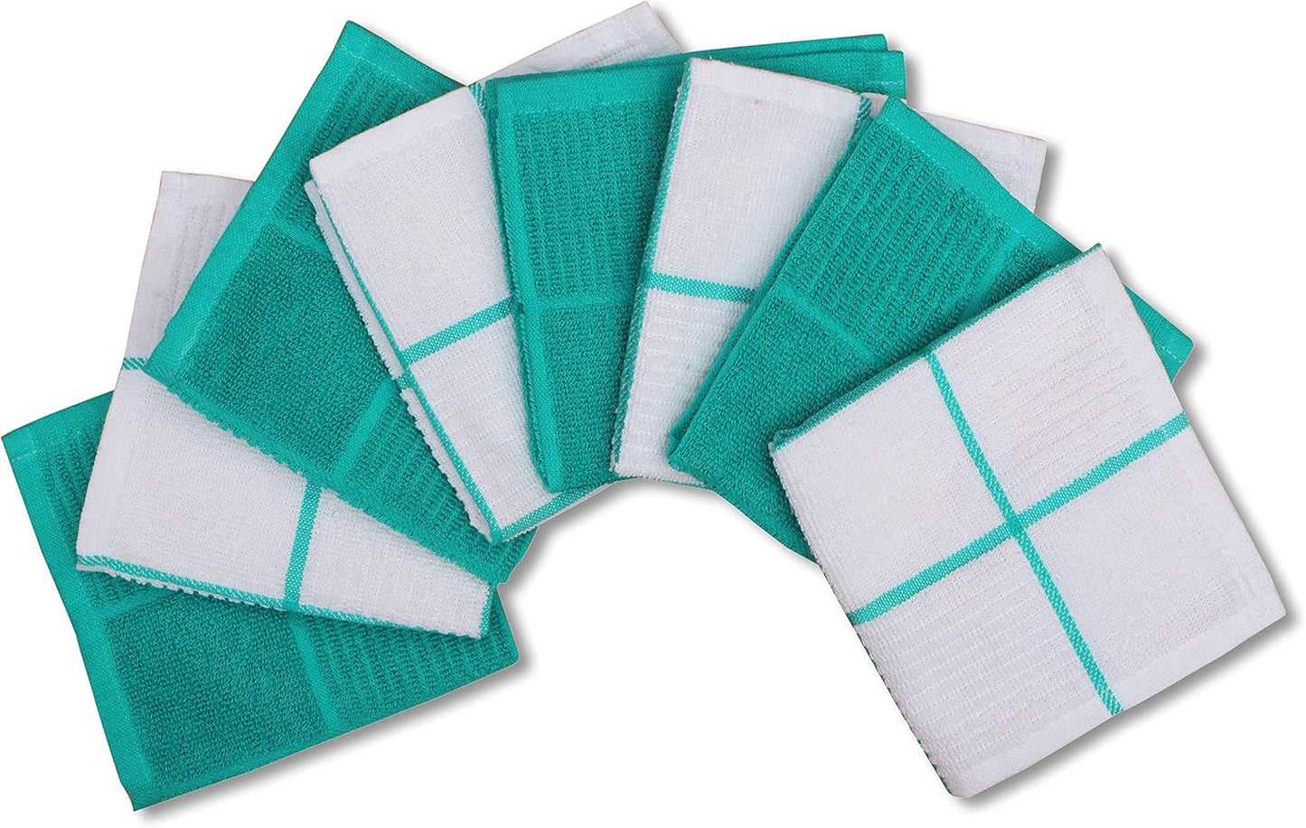 AMOUR INFINI Dish Cloths for Washing Dishes Set of 8 - Highly Absorbent, Super Soft Kitchen Dishcloths - Reusable Quick Dry Dish Rags for Cleaning & Drying Kitchen Linens (12x12 Inch - Teal)