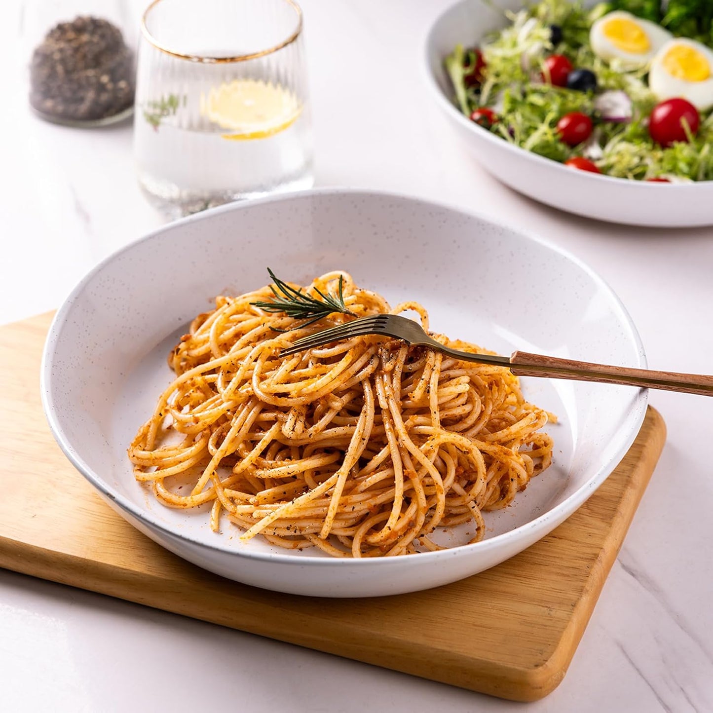 AmorArc 9.5'' Large Ceramic Pasta Bowls, 38oz Handpainted Stoneware Bowls Set of 4, Microwave&Dishwasher Safe Bowls with Wavy Rim&Rustic Terracotta Underside for Fruit Pasta Salad, Multi-Color