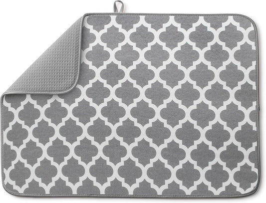 Bellemain XXL Dish Mat 24" x 17" ( LARGEST MAT ) Microfiber Dish Drying Mat , Super absorbent ( Trellis )