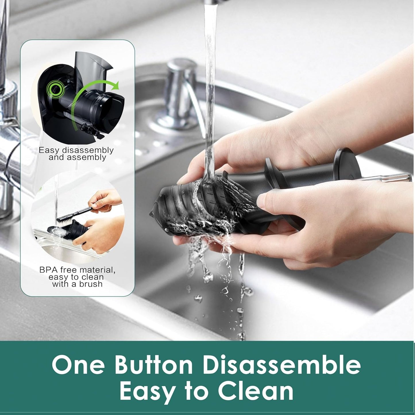 Cold Press Juicer, Masticating Slow Juicer, Fruit and Vegetable Juice Maker, Pressed Squeezer, BPA-Free,200W Quiet Motor with Wide Feeding Chute(Cream White)