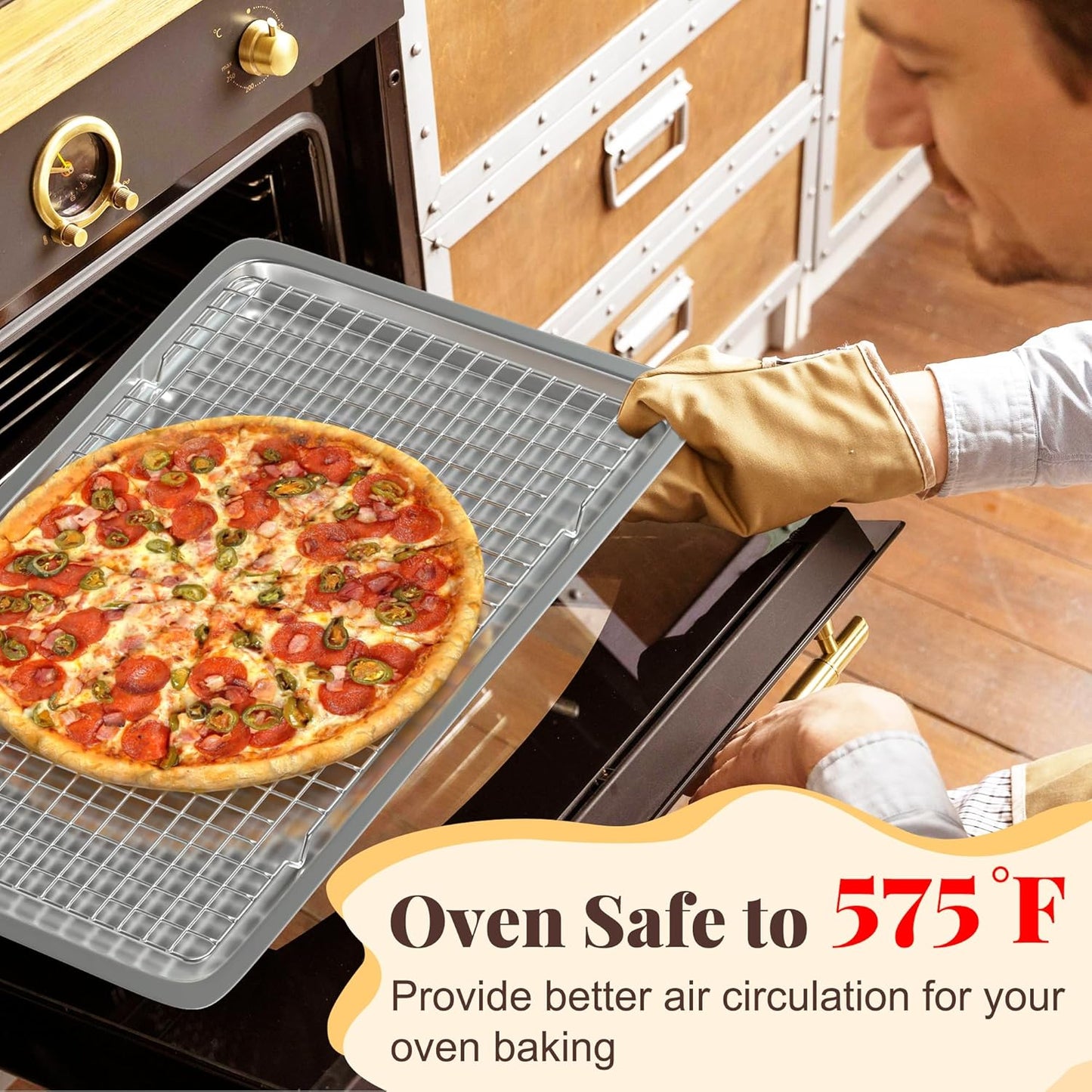 Cooling Racks for Cooking and Baking - 2 PCS 10" x 16" Grid Wire Baking Rack for Oven Cooking, Baking, Grilling, Roasting -Dishwasher Safe Bacon Rack- Fits Jelly Roll Cookie Sheet Pan-Box Packaging