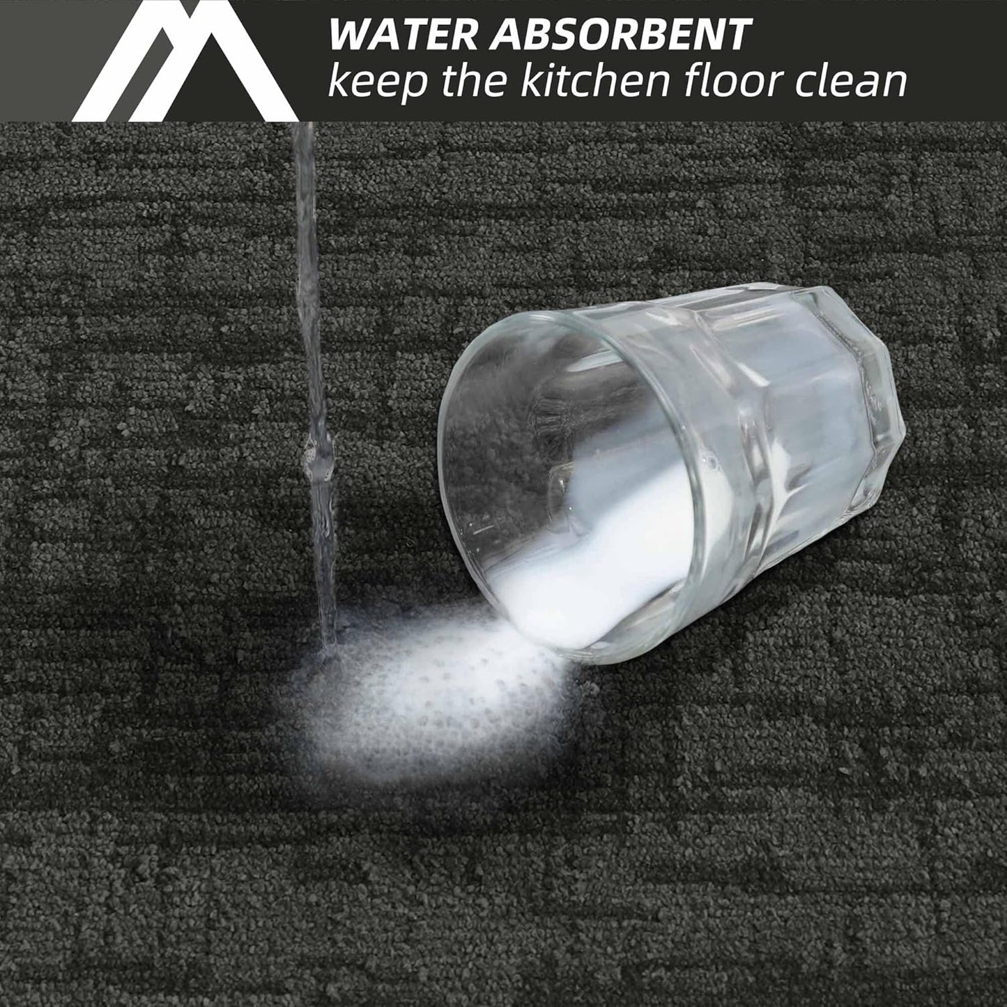 COSY HOMEER Kitchen Rugs Non Slip Washable 24"x36"+24"x60" Absorbent Soft Kitchen Mats for Floor Polyester Kitchen Runner Rug Sets of 2 Kitchen Floor Mats for Sink Mat,Hallway,Laundry,Dark Grey