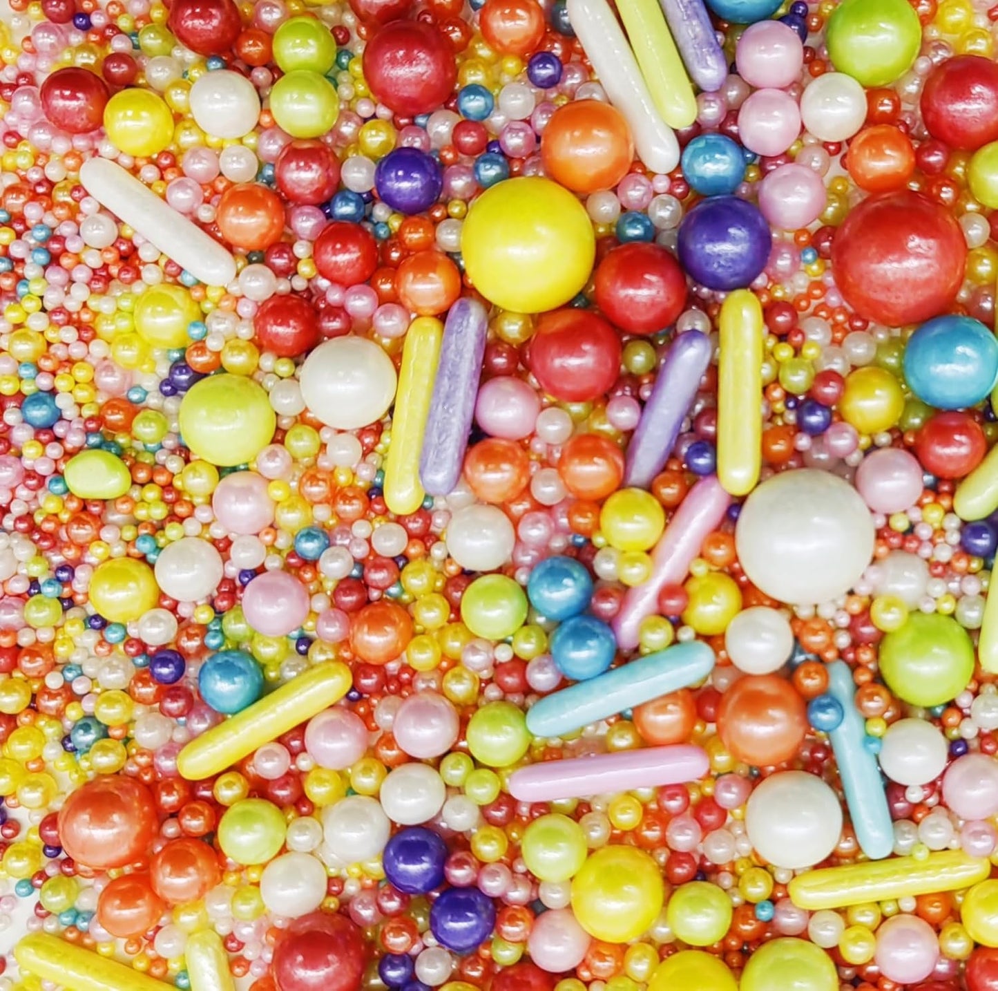Rainbow Sprinkles Candy Mix Size Edible Pearls Cake Decorations Cupcake Toppers Cookie Decorating Perfect for Wedding Party Valentine Halloween Christmas Supplies 4.58OZ